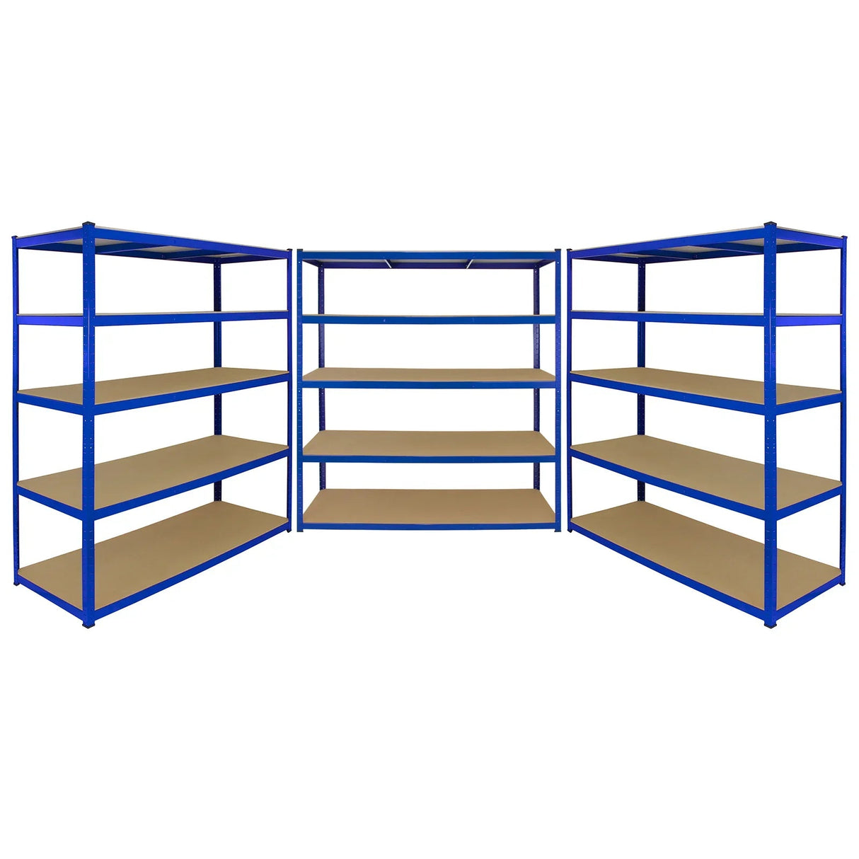 Monster Racking T-Rax 3 x Extra Wide Storage Shelves, Blue, 160cm W, 60cm D
