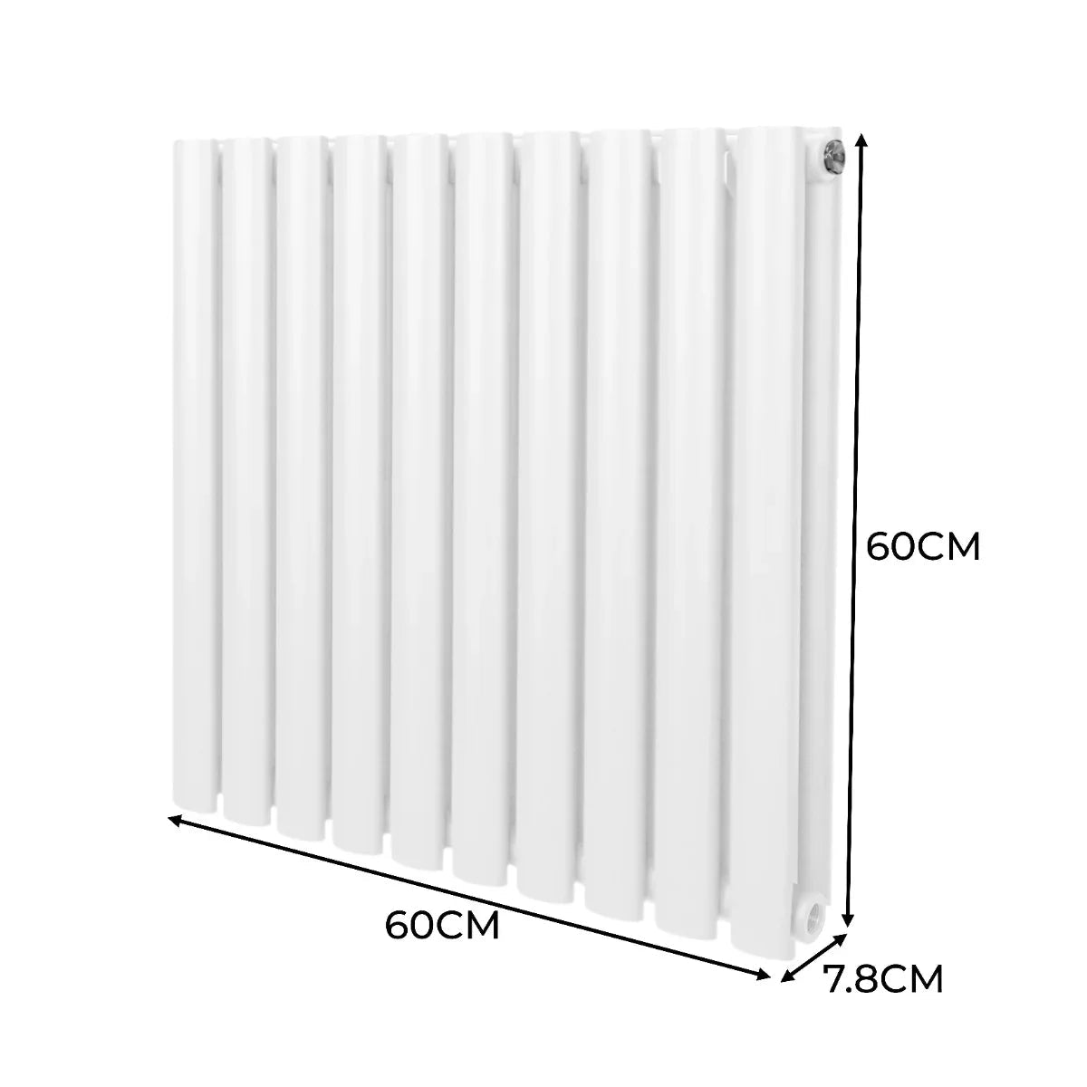 Oval Column Radiator & Valves - 600mm x 600mm – White