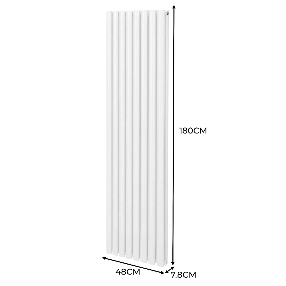Oval Column Radiator & Valves - 1800mm x 480mm – White