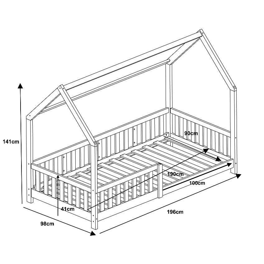 Flair Explorer Single Play House Floor Bed with Rails Olive Green