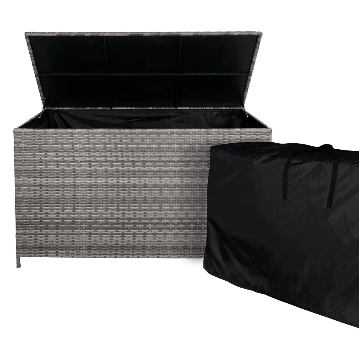 Rattan Corner Set & Storage Box - Grey