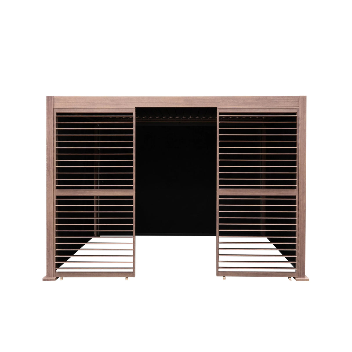 Wood Effect Aluminium Pergola With Blinds & 2 Louvre Panels - 3m x 3m