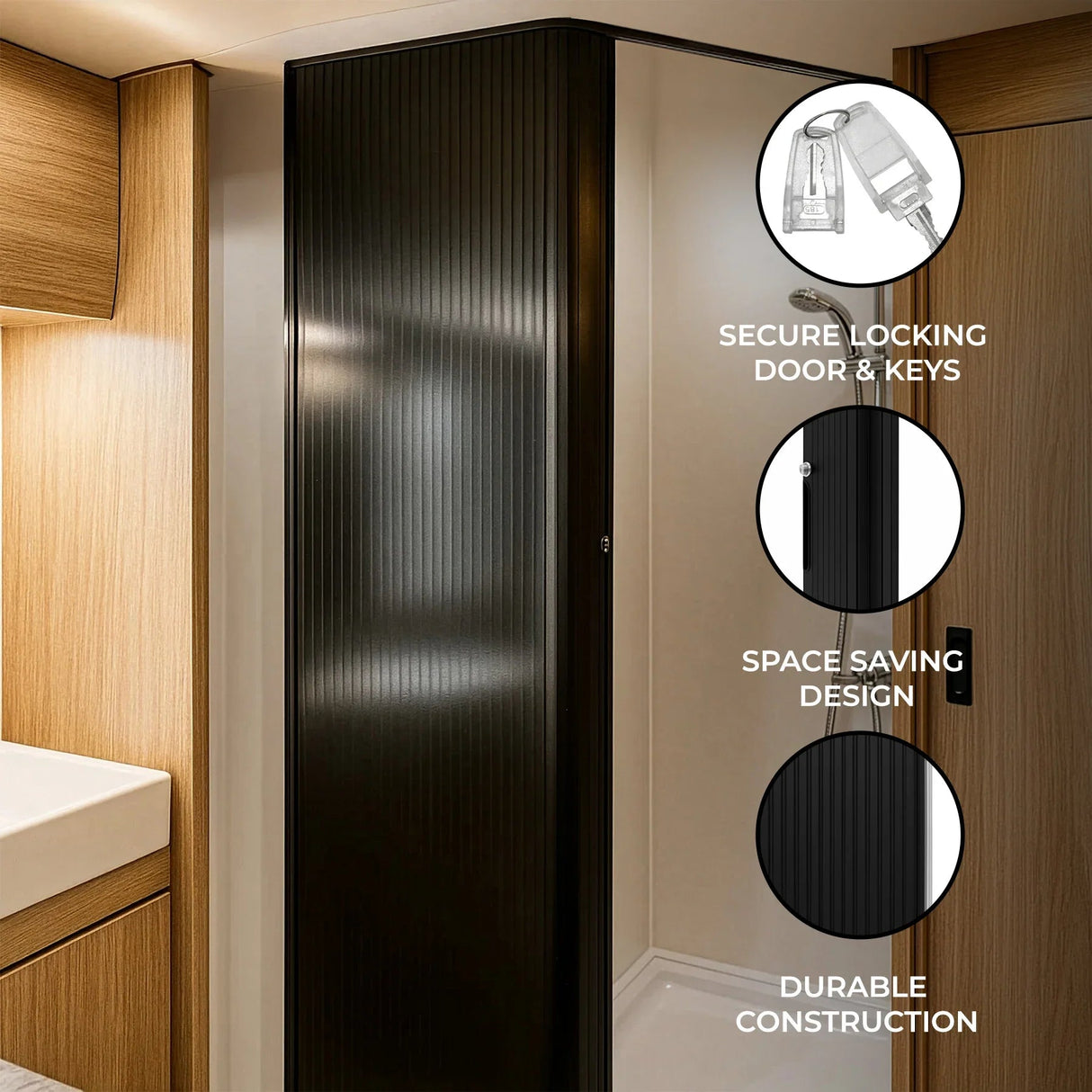 Tambour Shower Door – Black