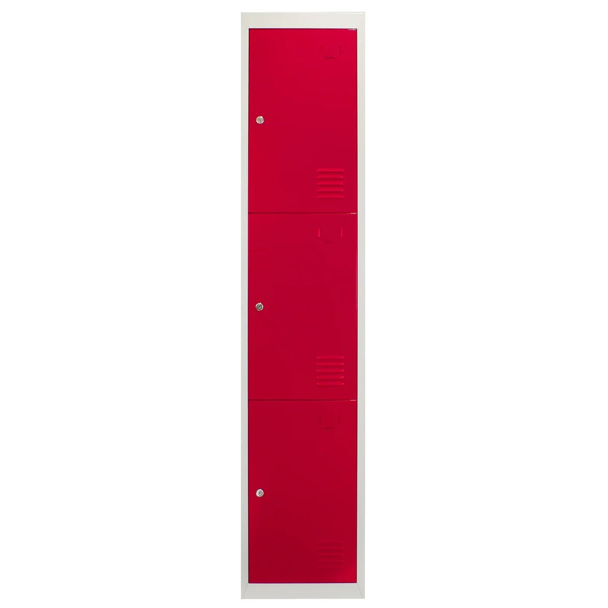 Metal Storage Lockers - Three Doors, Flatpacked, Red