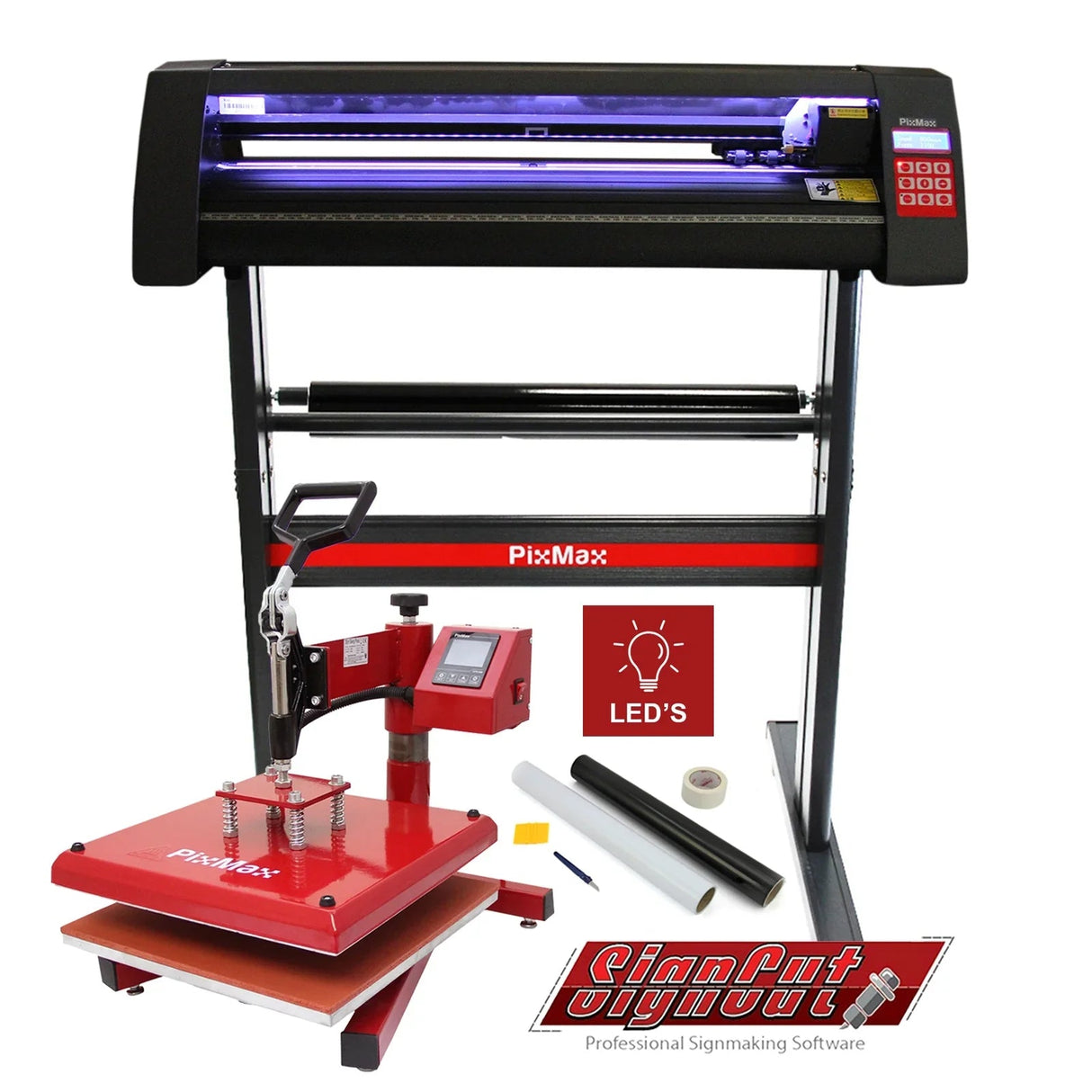 LED Vinyl Cutter With 38cm Swing Heat Press & Software