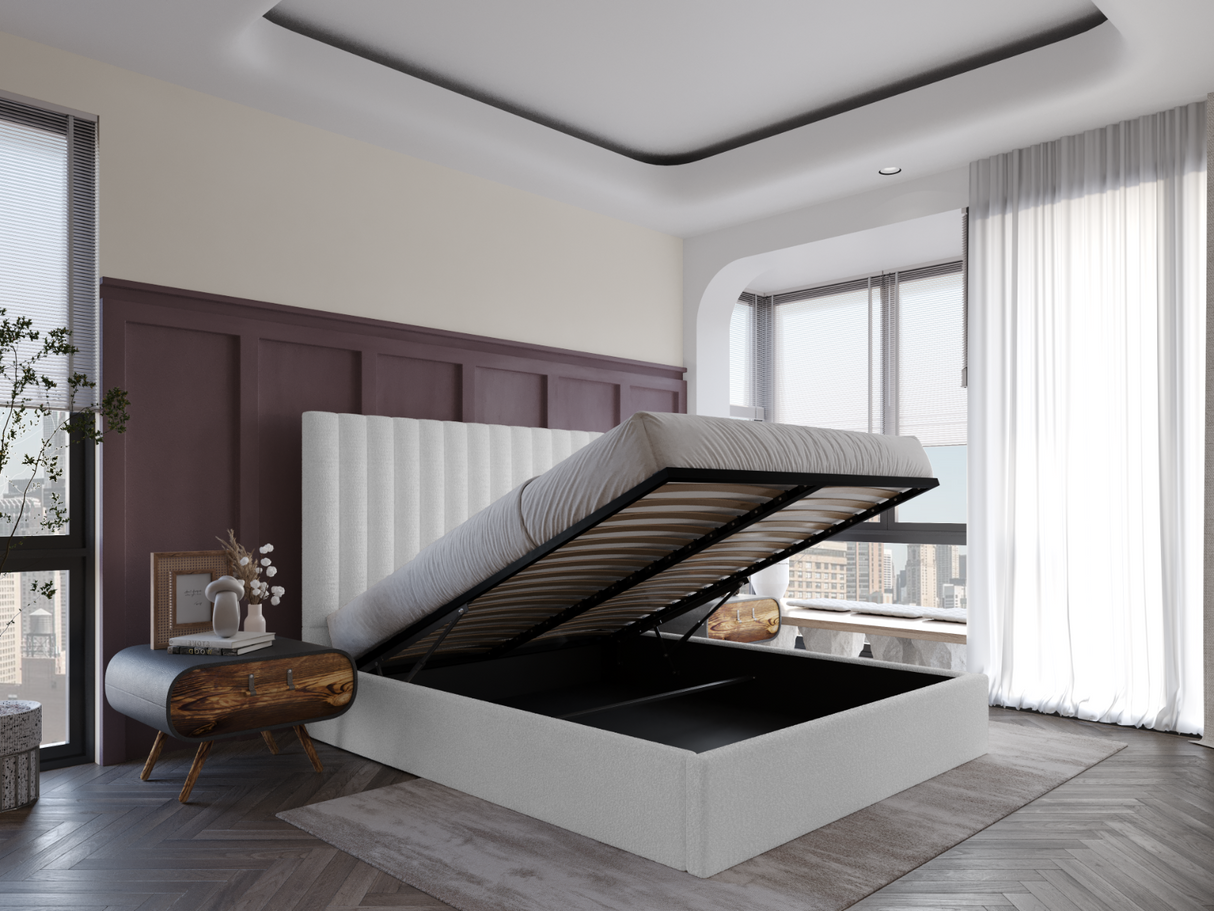 Flair Everley Kingsize Boucle Ottoman Bed Cream