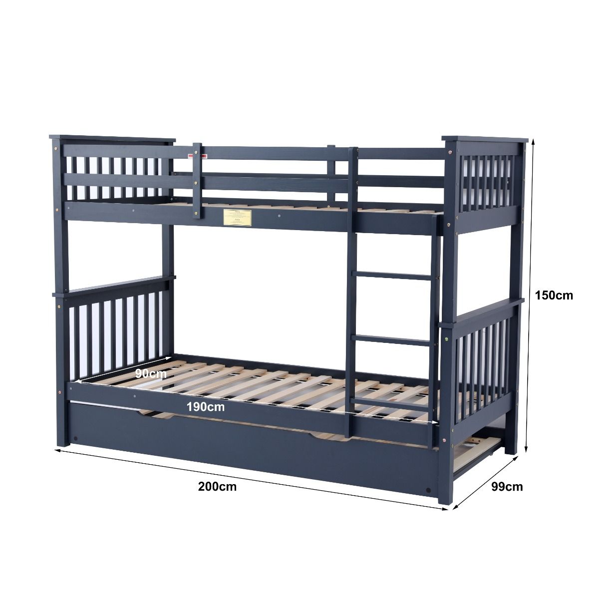 Flair Zoom Detachable Bunk Bed with Trundle Grey