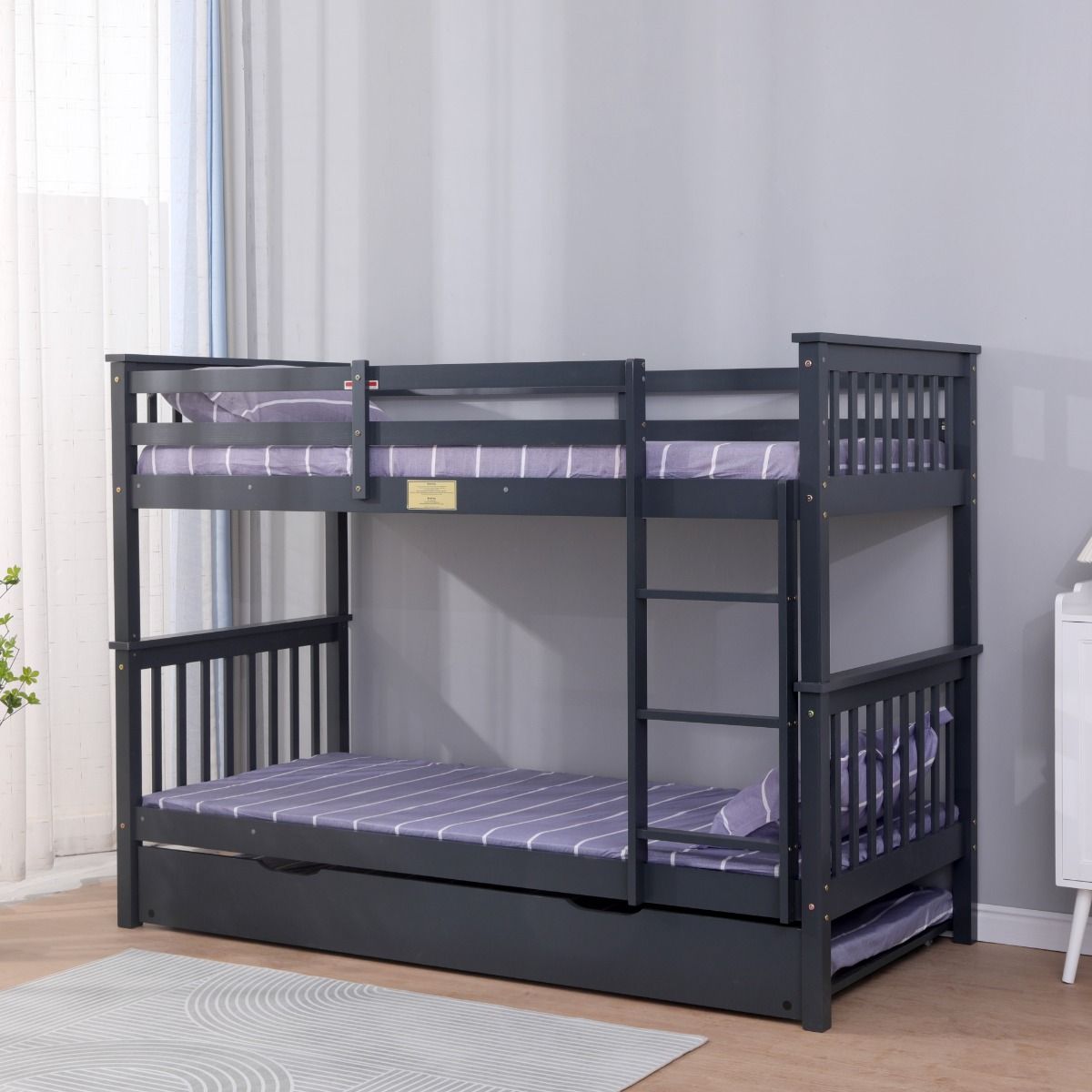 Flair Zoom Detachable Bunk Bed with Trundle Grey