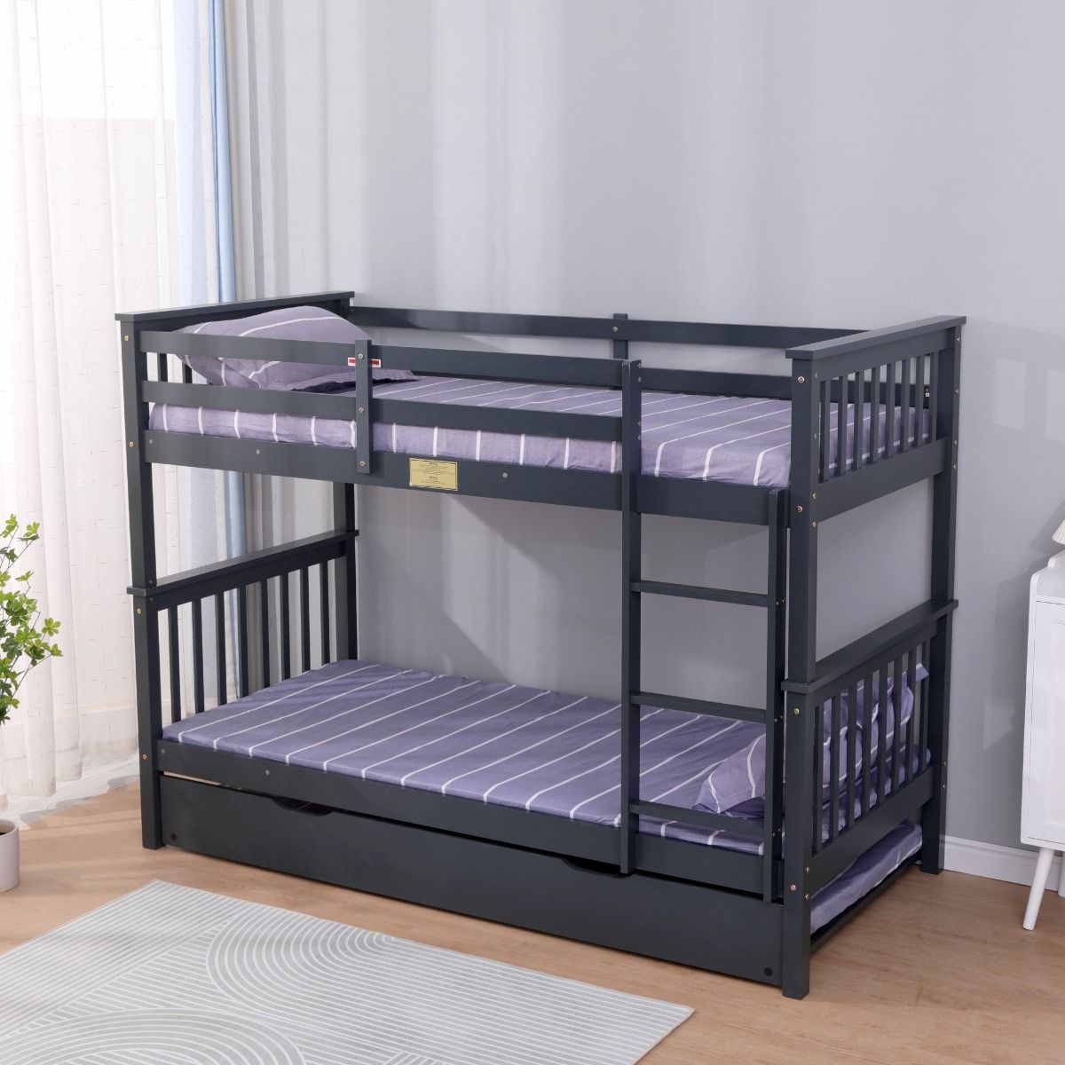 Flair Zoom Detachable Bunk Bed with Trundle Grey