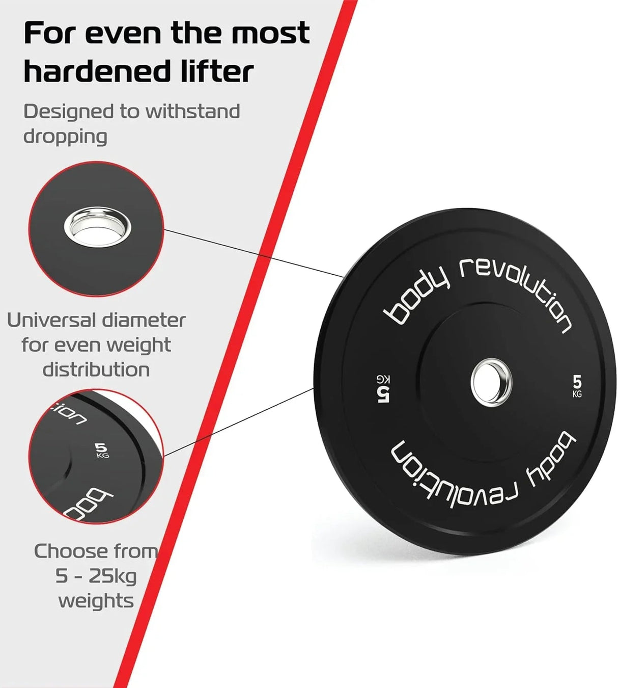 Body Revolution 2 x 5Kg Black Olympic Bumper Plates