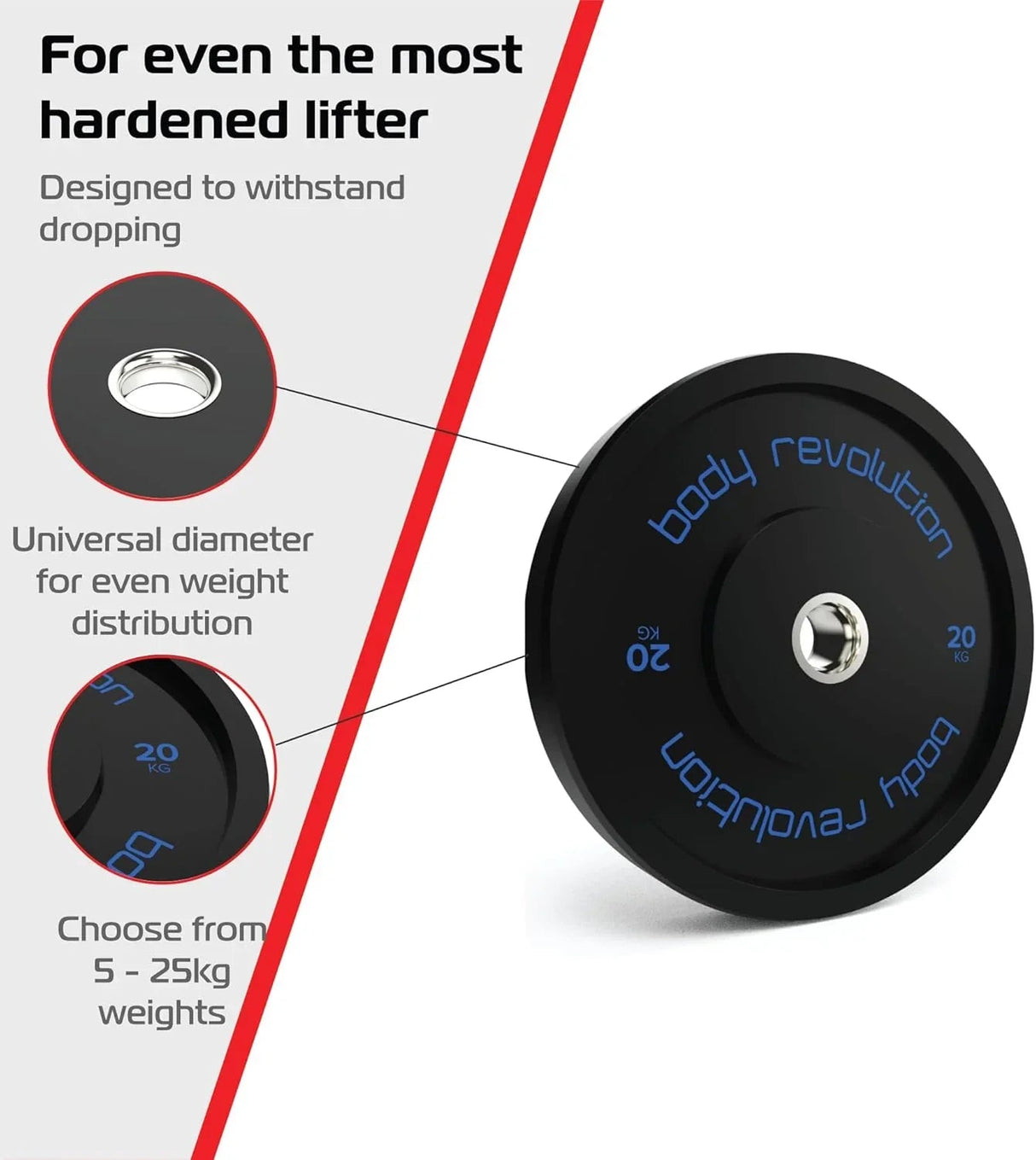 Body Revolution 2 x 20kg Black Olympic Bumper Plates