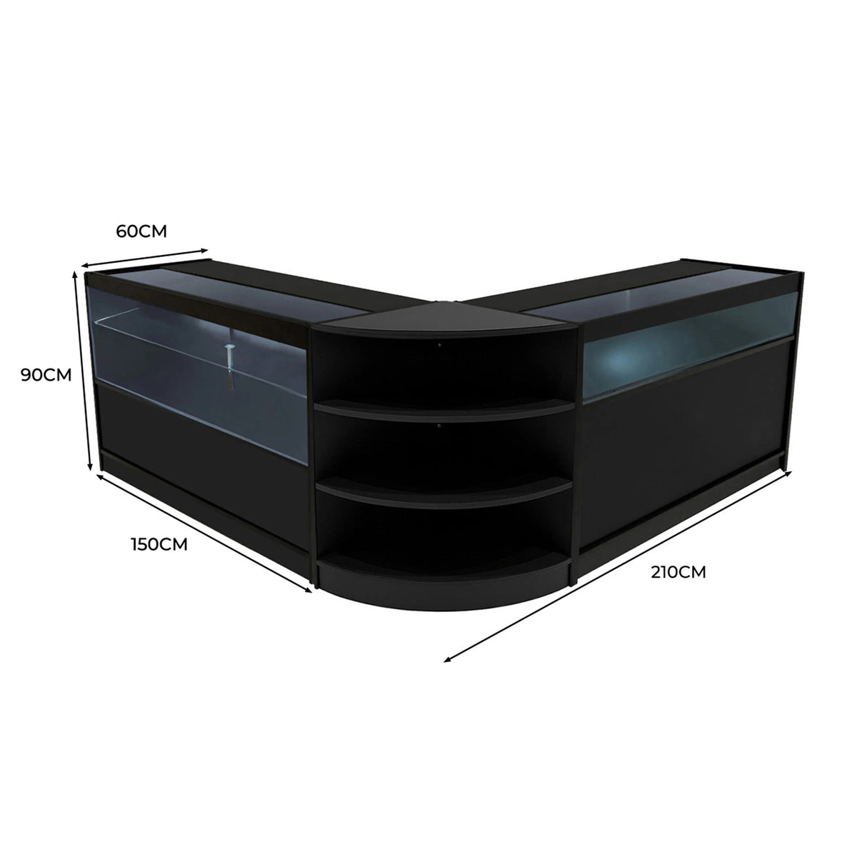 Harmonia LED Shop Counter Set B1500, C1500 & LM60 - Black