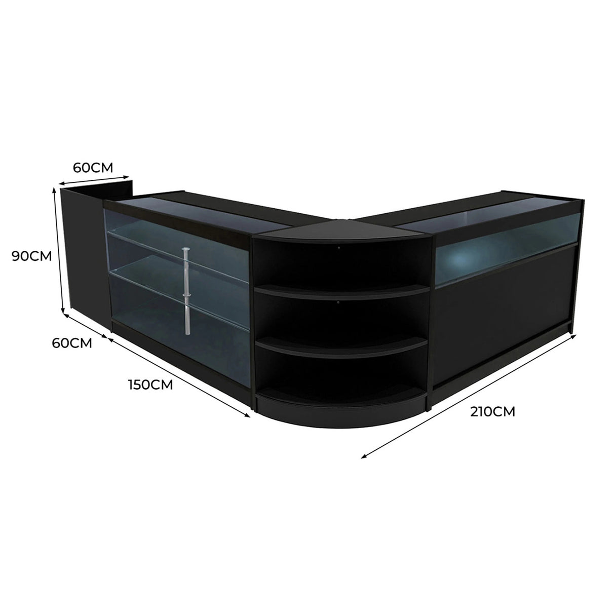 Hyperion LED Shop Counter Set K1500, B1500, TB60 & LM60 - Black