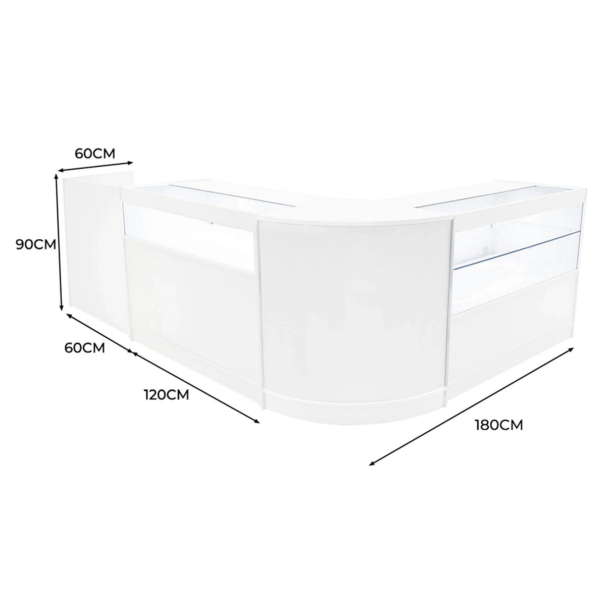 Gravity LED Shop Counter Set B1200, C1200, TB60 & & CM60 - White