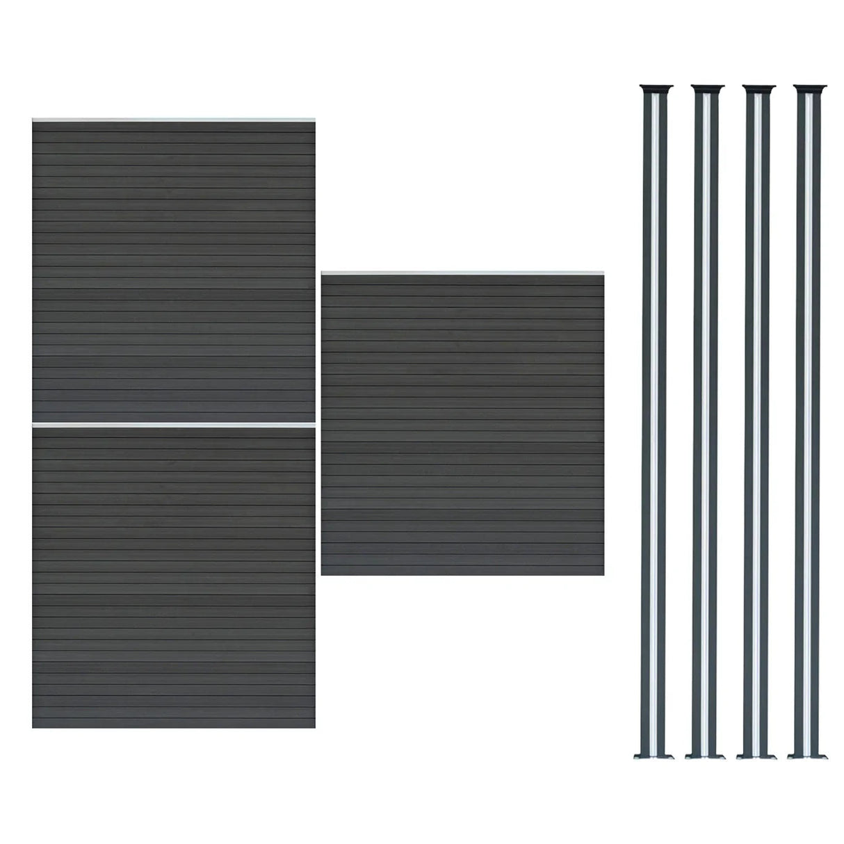 Composite Fence Panels & LED Posts 6ft x 17ft - Grey