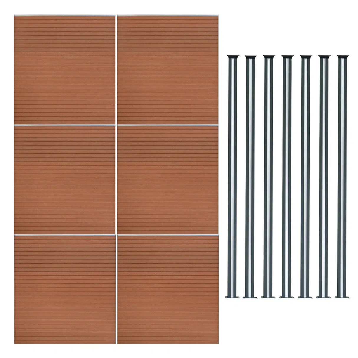 Composite Fence Panels & LED Posts 6ft x 34ft - Brown