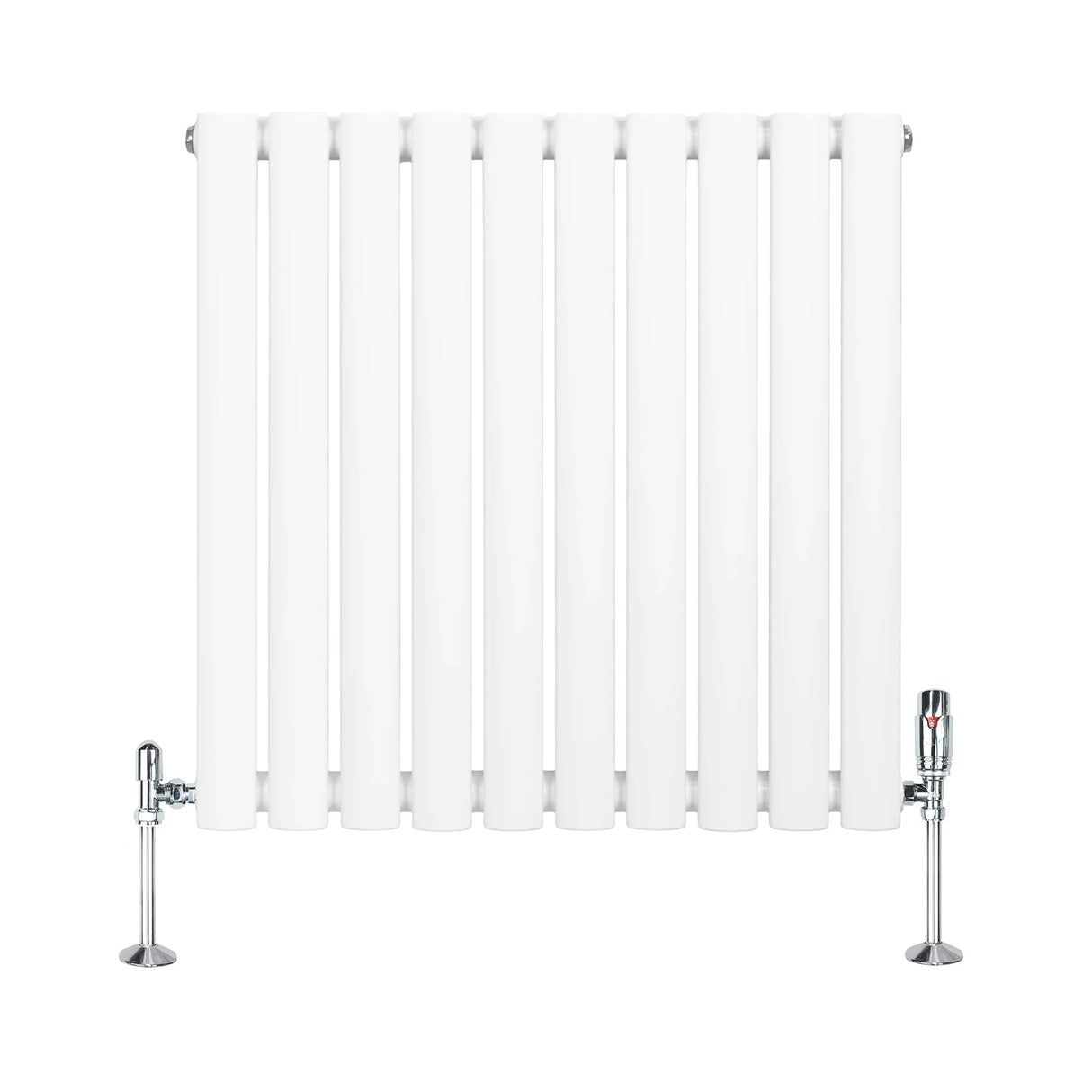 Oval Single Column Radiator & Valves – 600mm x 600mm – White