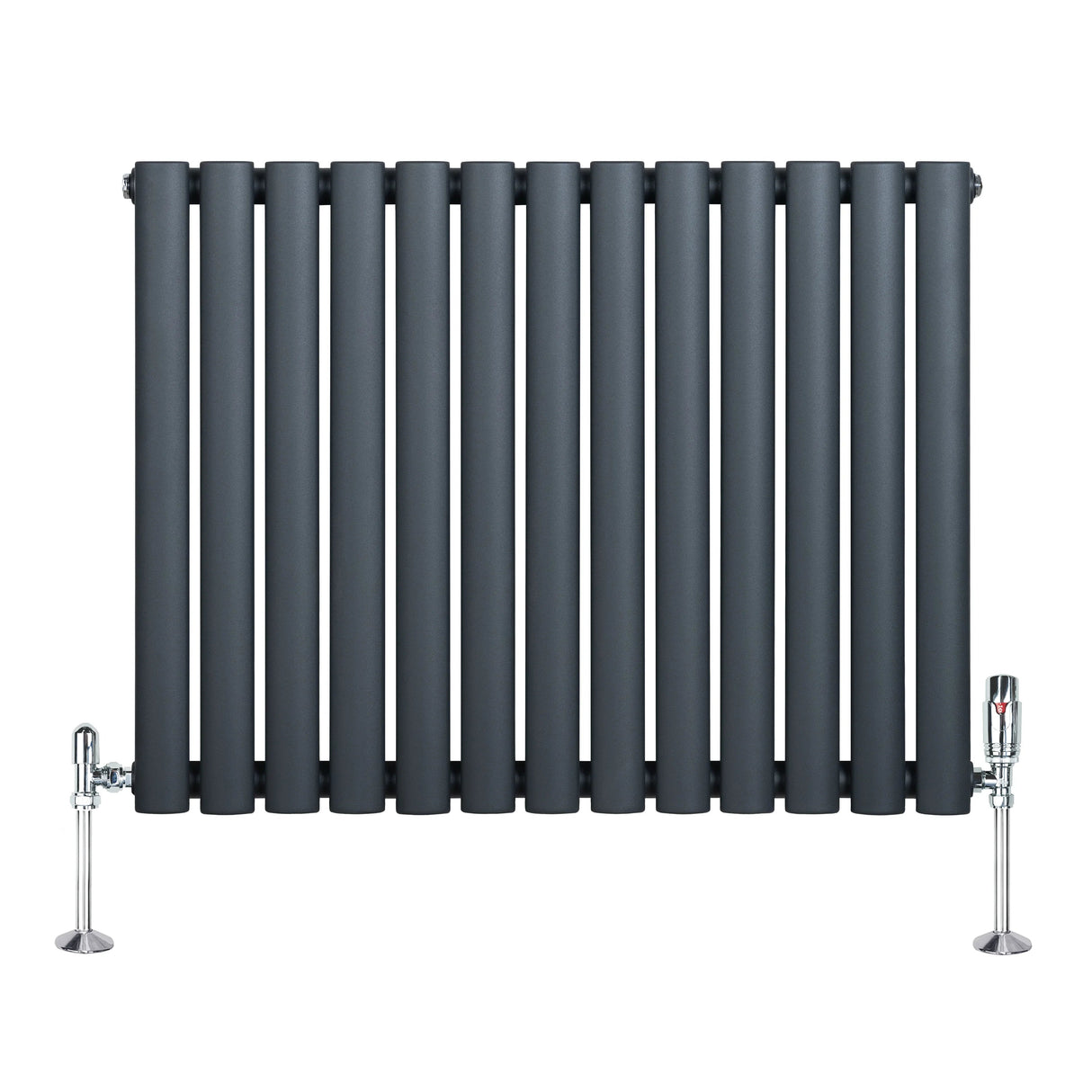 Oval Single Column Radiator & Valves – 600mm x 780mm – Anthracite Grey