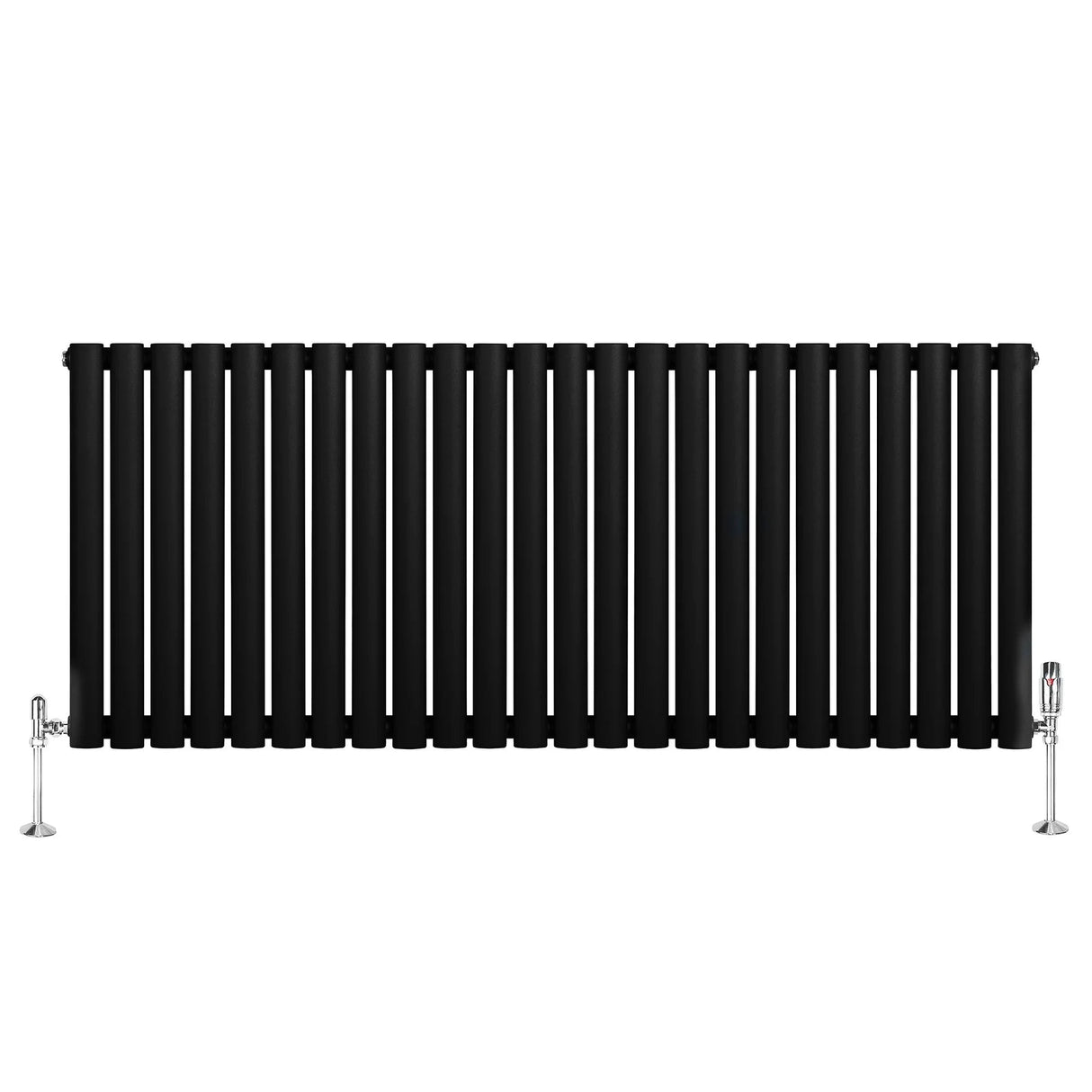 Oval Single Column Radiator & Valves – 600mm x 1440mm – Black