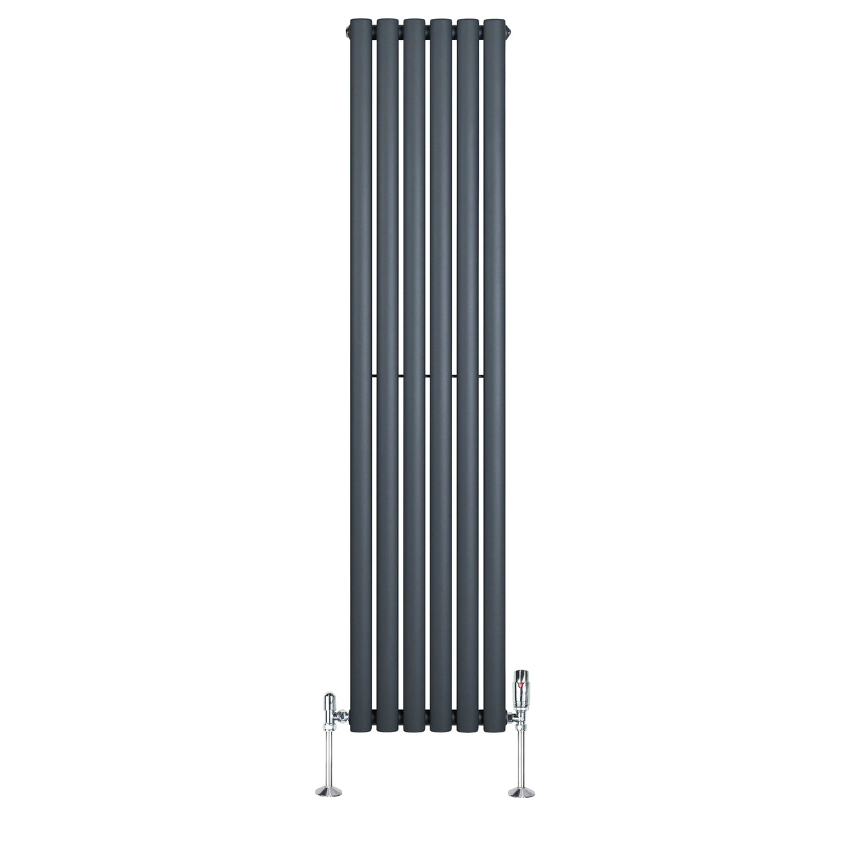 Oval Single Column Radiator & Valves – 1600mm x 360mm – Anthracite Grey