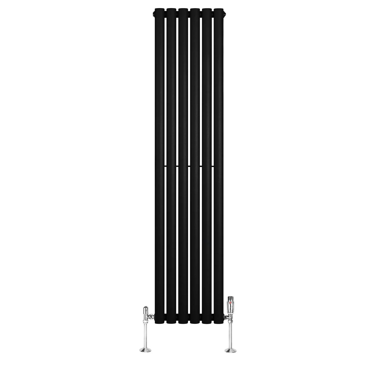 Oval Single Column Radiator & Valves – 1600mm x 360mm – Black