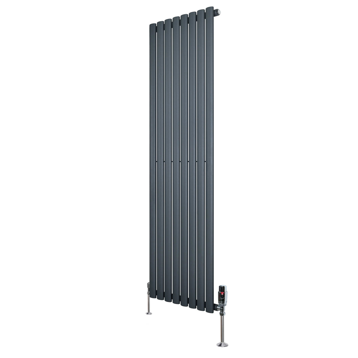 Oval Single Column Radiator & Valves – 1600mm x 480mm – Anthracite Grey