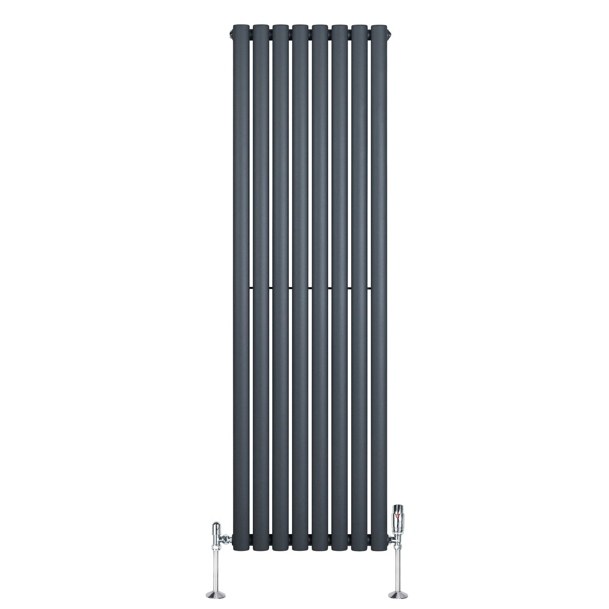 Oval Single Column Radiator & Valves – 1600mm x 480mm – Anthracite Grey
