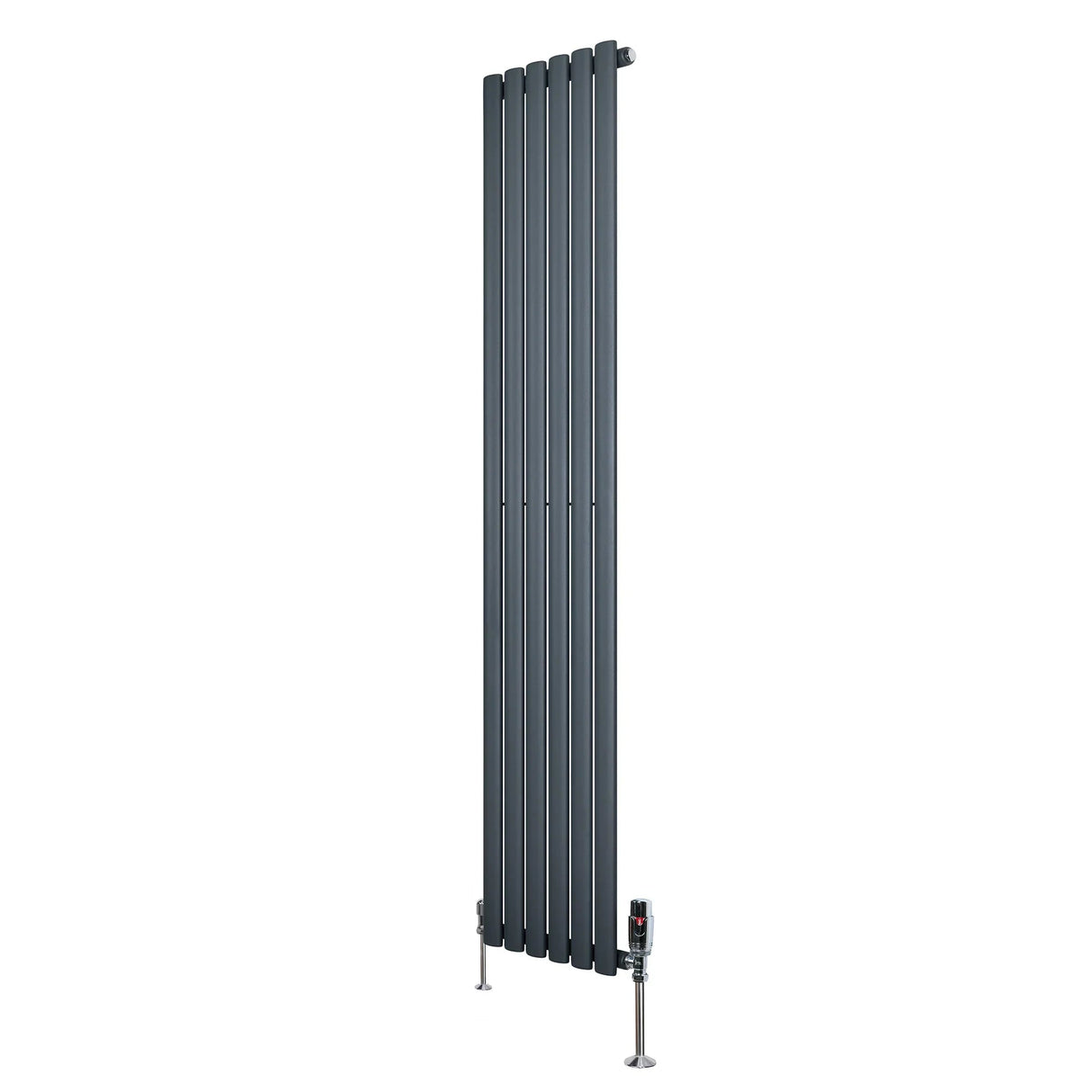 Oval Single Column Radiator & Valves – 1800mm x 360mm – Anthracite Grey