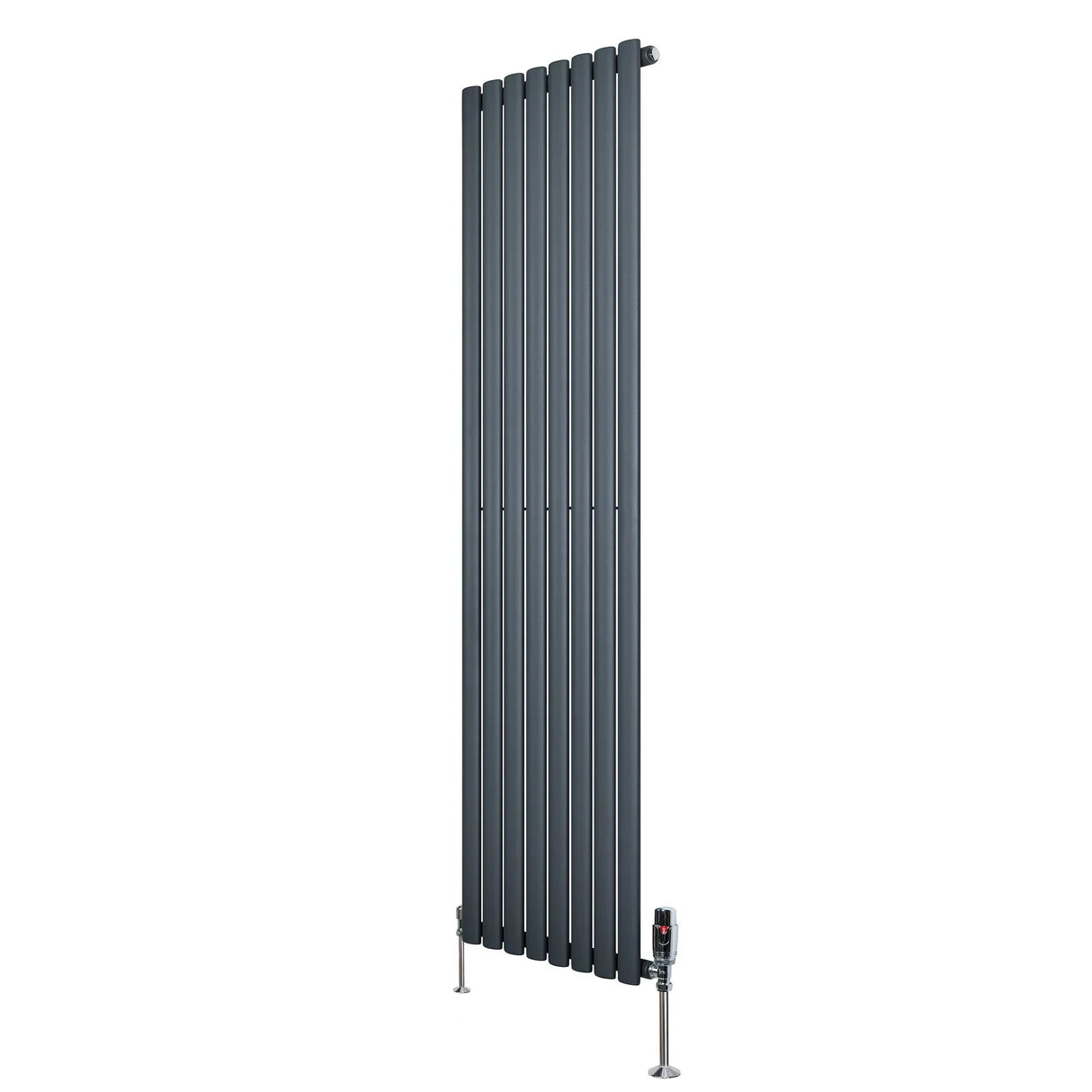 Oval Single Column Radiator & Valves – 1800mm x 480mm – Anthracite Grey