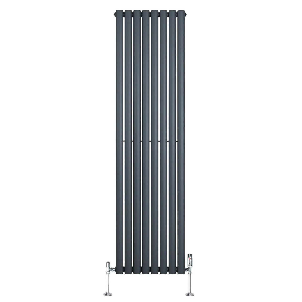 Oval Single Column Radiator & Valves – 1800mm x 480mm – Anthracite Grey