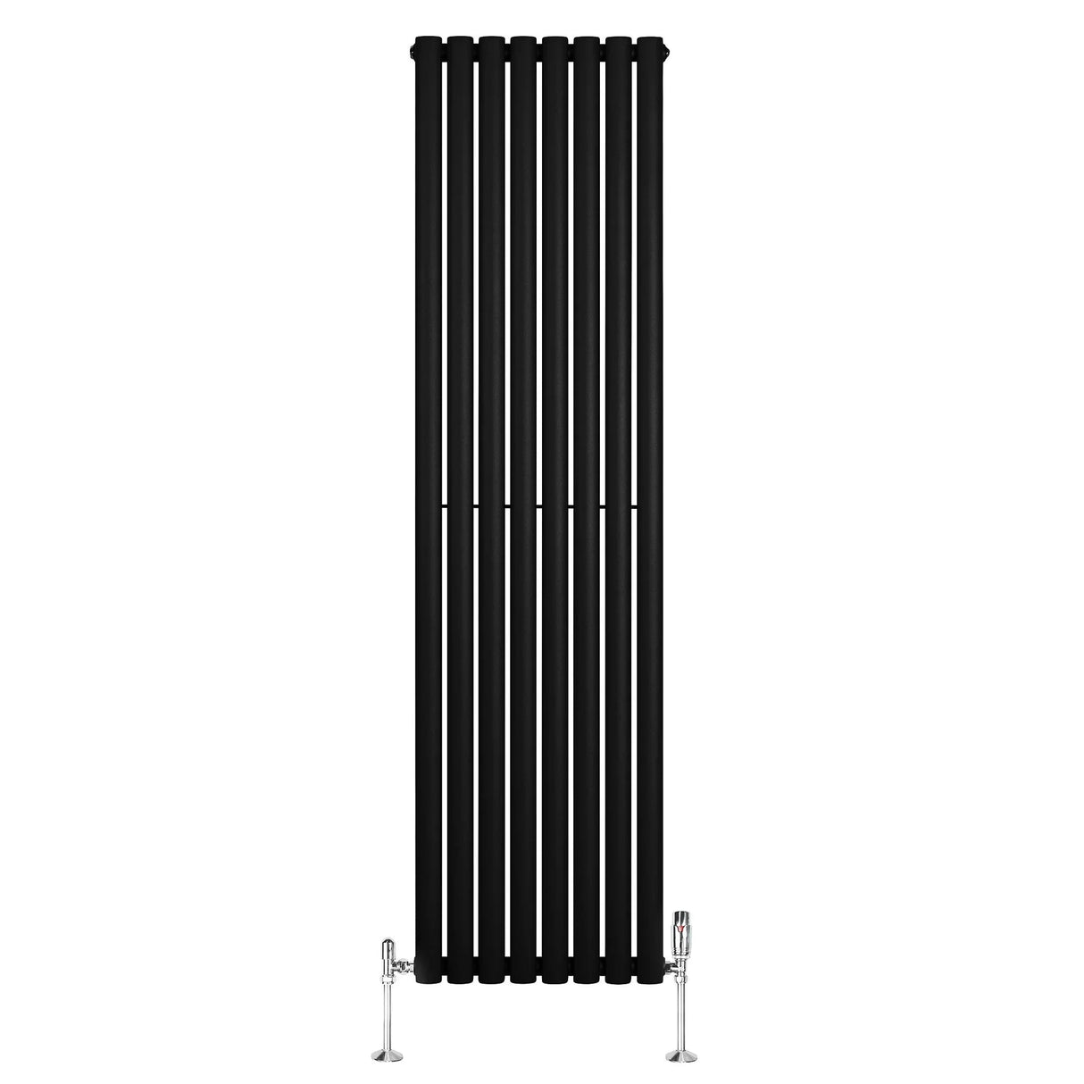 Oval Single Column Radiator & Valves – 1800mm x 480mm – Black