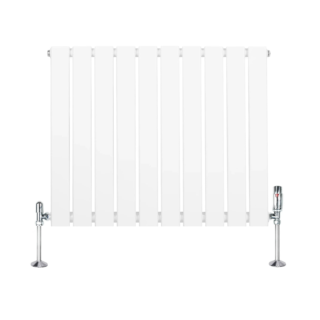 Flat Single Column Radiator & Valves – 600mm x 700mm – White
