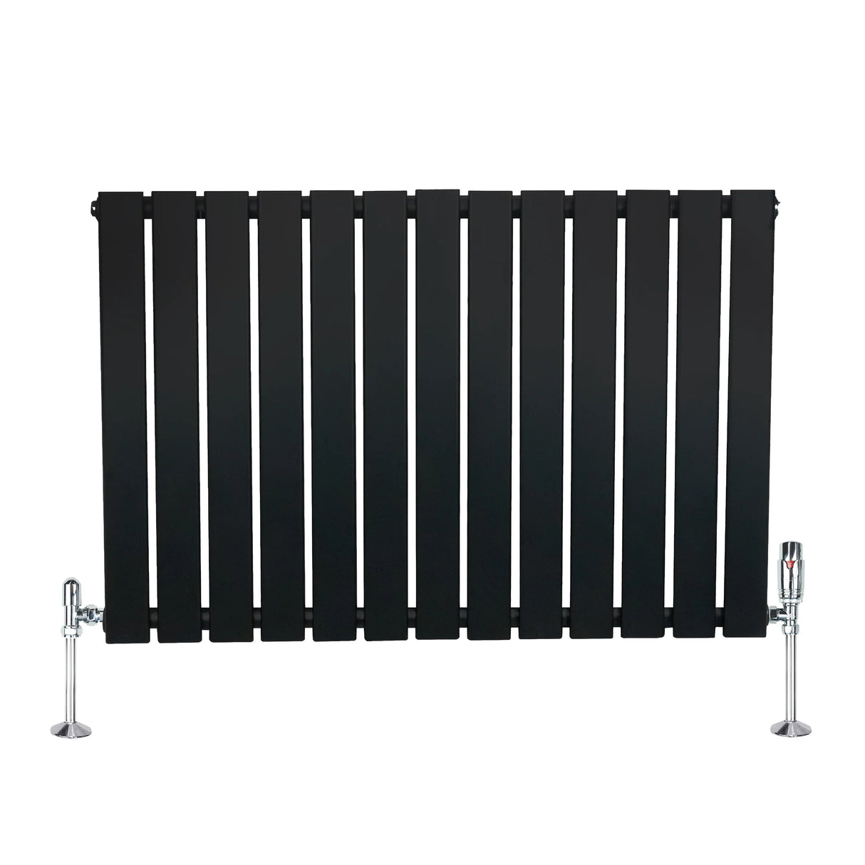 Flat Single Column Radiator & Valves – 600mm x 910mm – Black