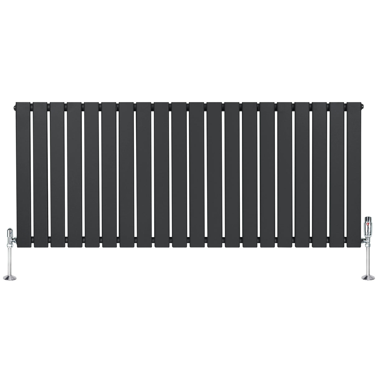Flat Single Column Radiator & Valves – 600mm x 1400mm – Anthracite Grey