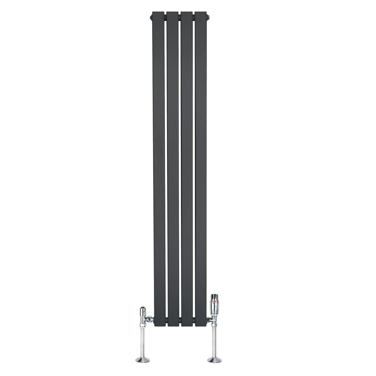 Flat Single Column Radiator & Valves – 1600mm x 280mm – Anthracite Grey