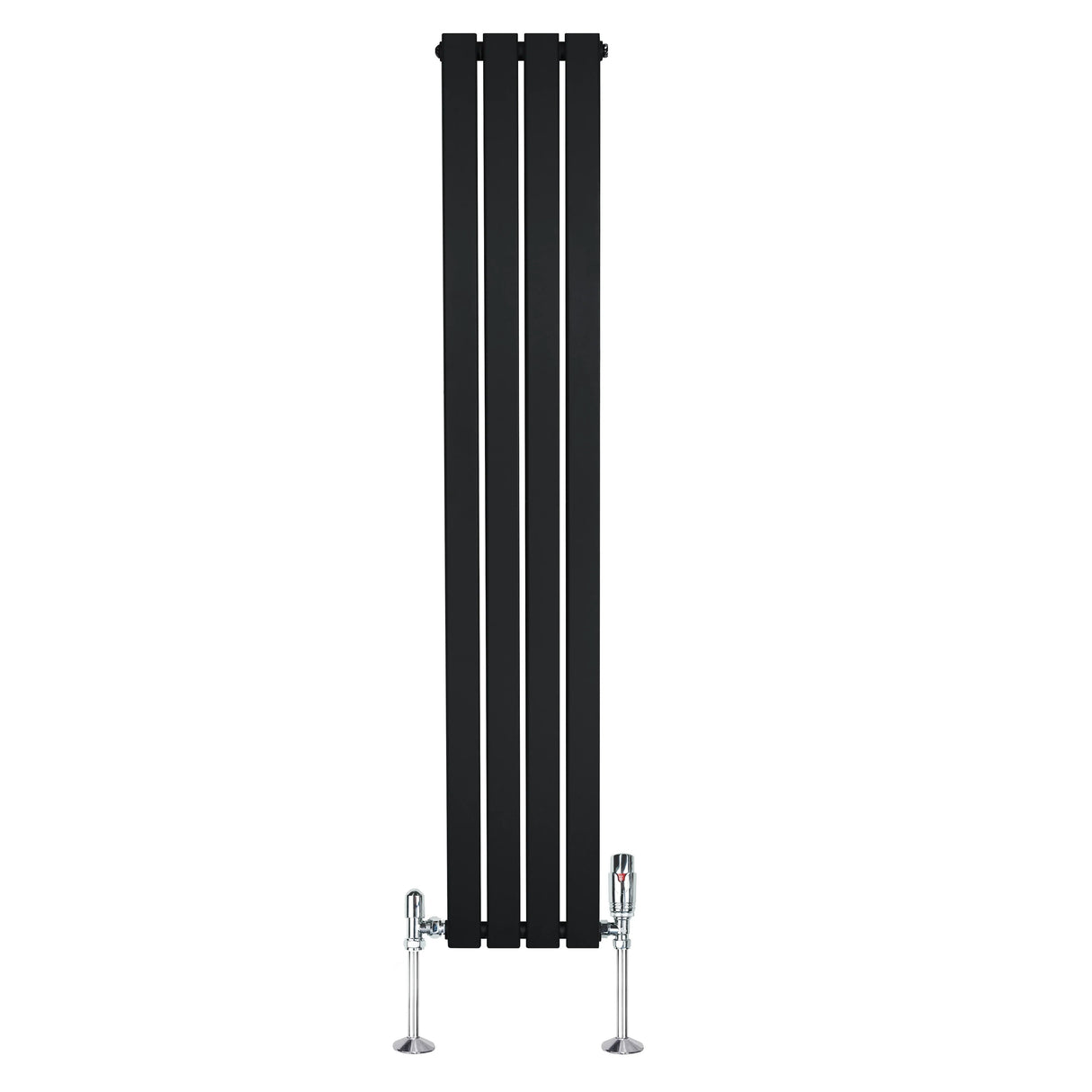 Flat Single Column Radiator & Valves – 1600mm x 280mm – Black