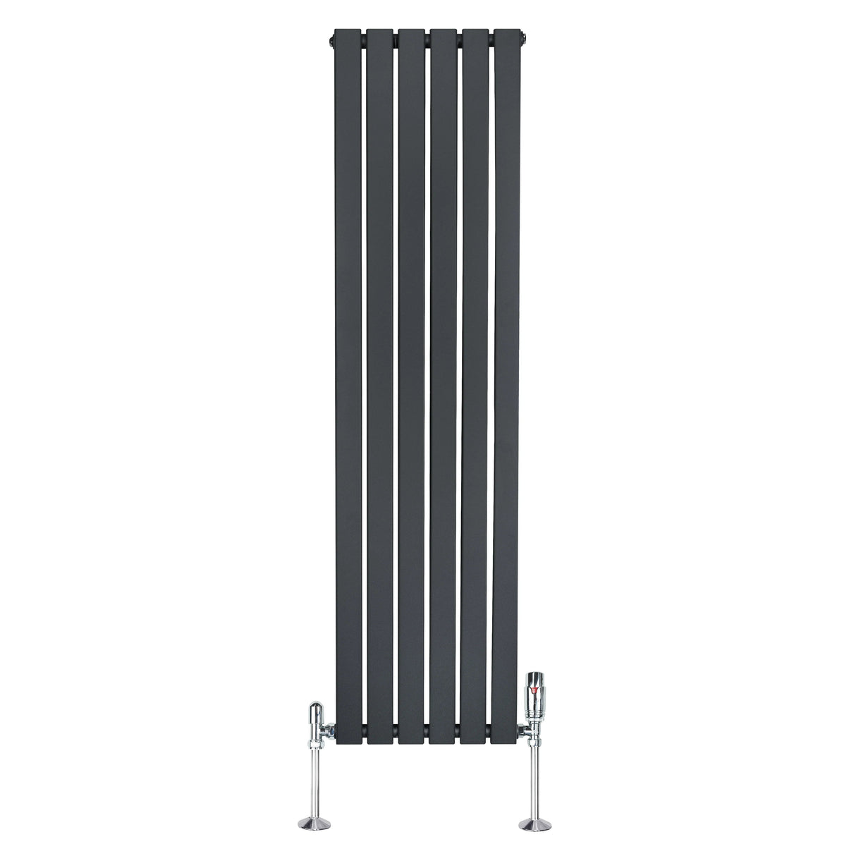 Flat Single Column Radiator & Valves – 1600mm x 420mm – Anthracite Grey