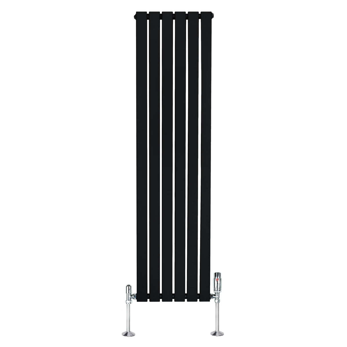 Flat Single Column Radiator & Valves – 1600mm x 420mm – Black