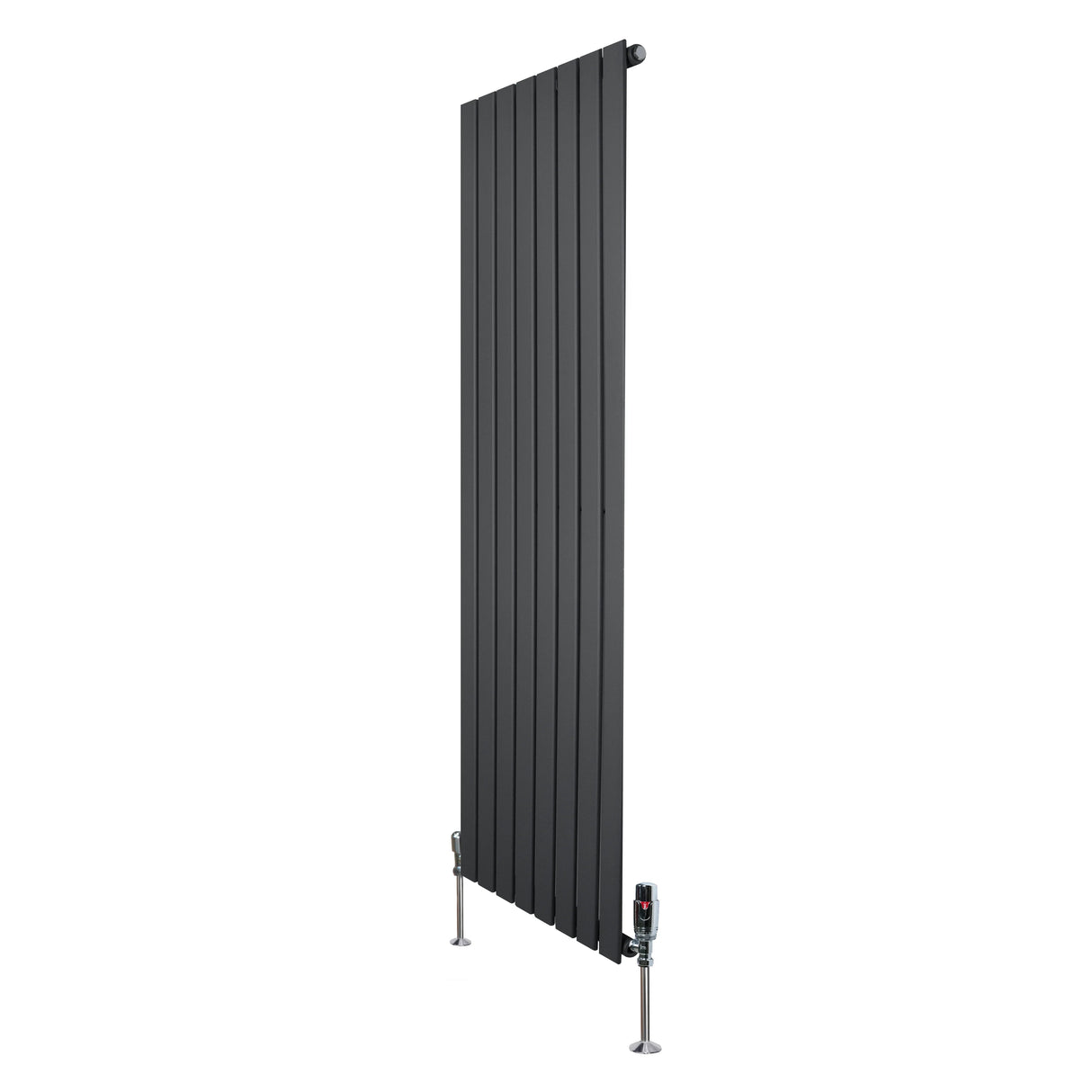 Flat Single Column Radiator & Valves – 1600mm x 560mm – Anthracite Grey