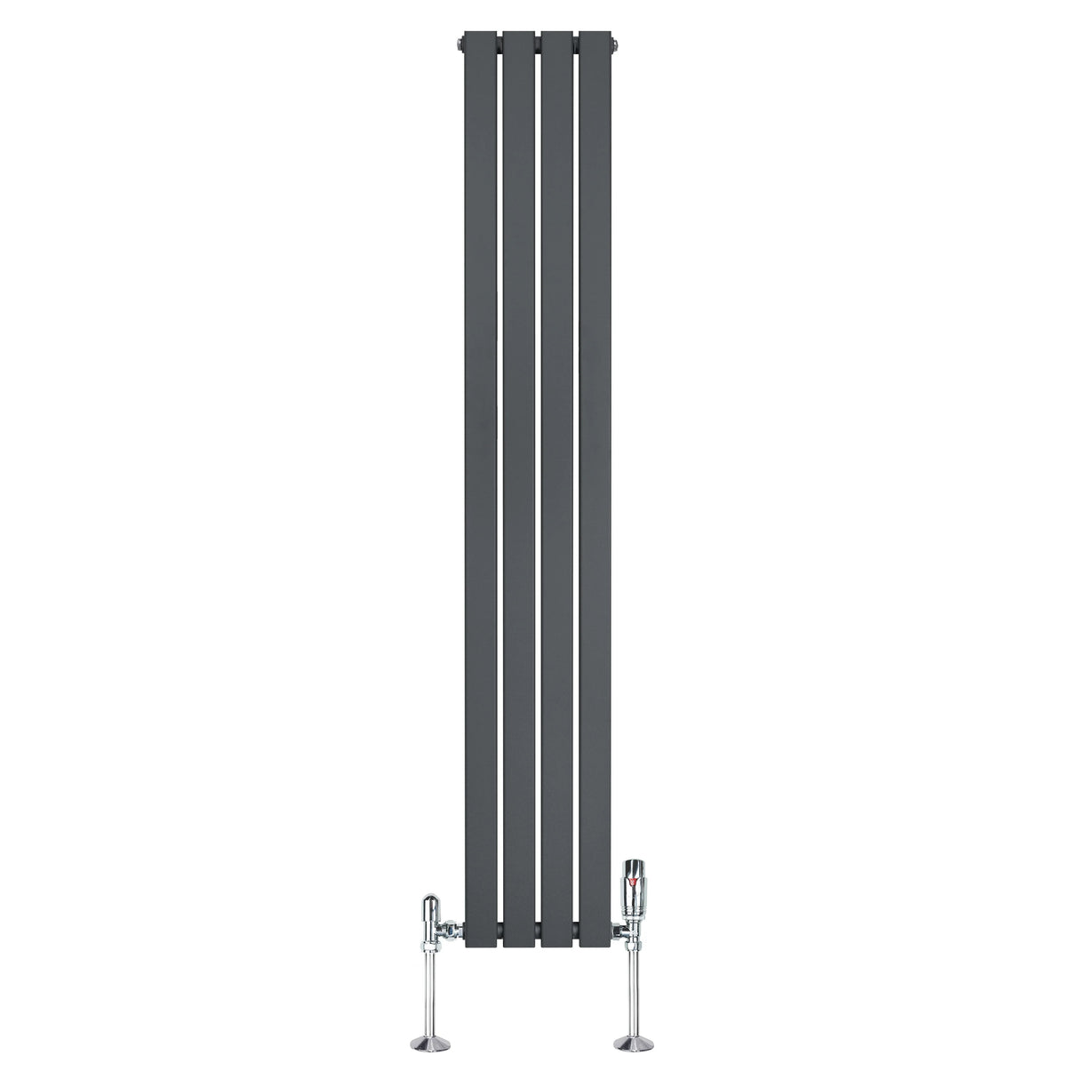 Flat Single Column Radiator & Valves – 1800mm x 280mm – Anthracite Grey