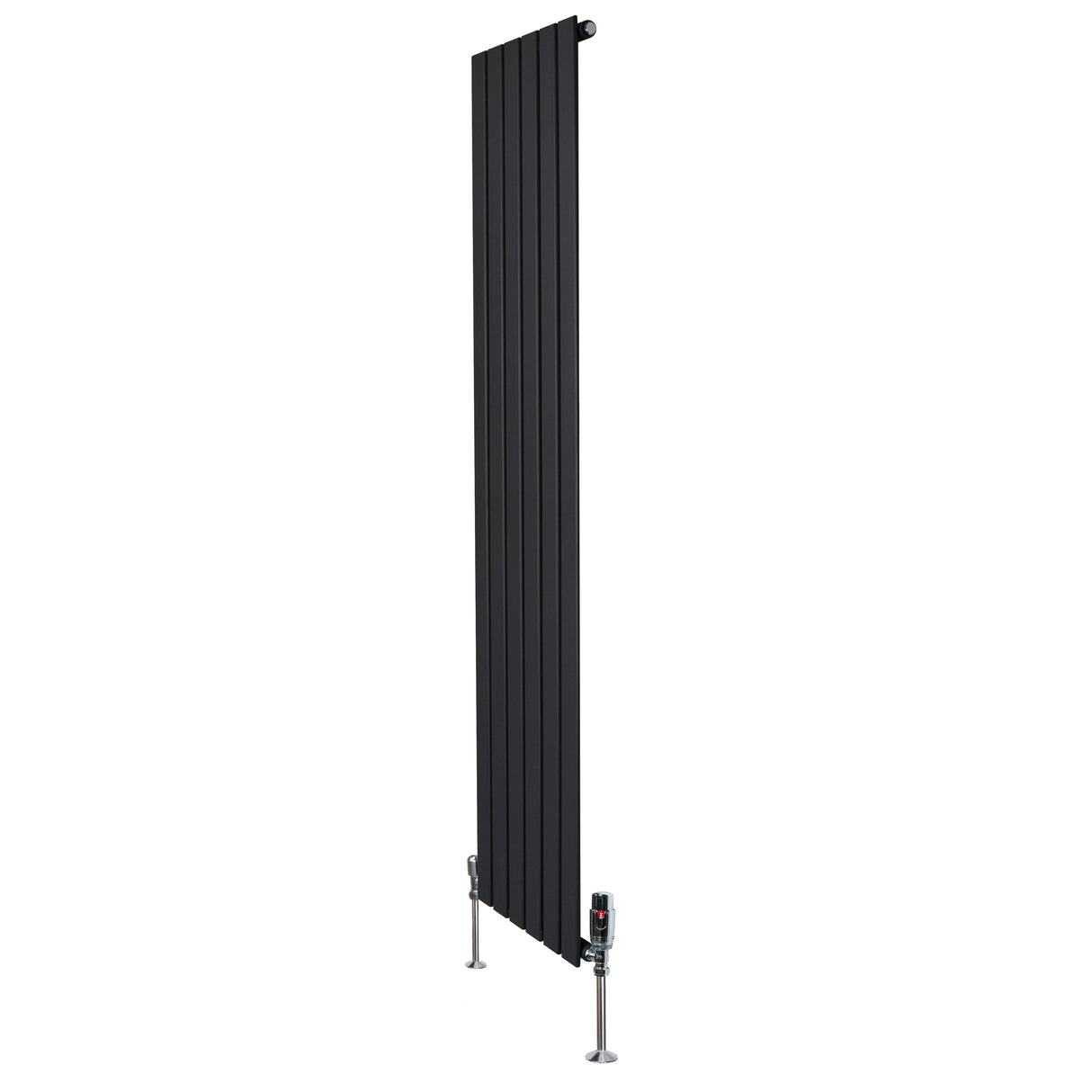 Flat Single Column Radiator & Valves – 1800mm x 420mm – Black