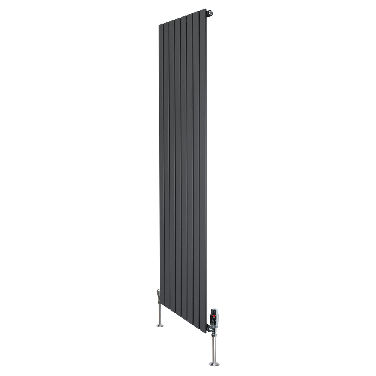 Flat Single Column Radiator & Valves – 1800mm x 560mm – Anthracite Grey