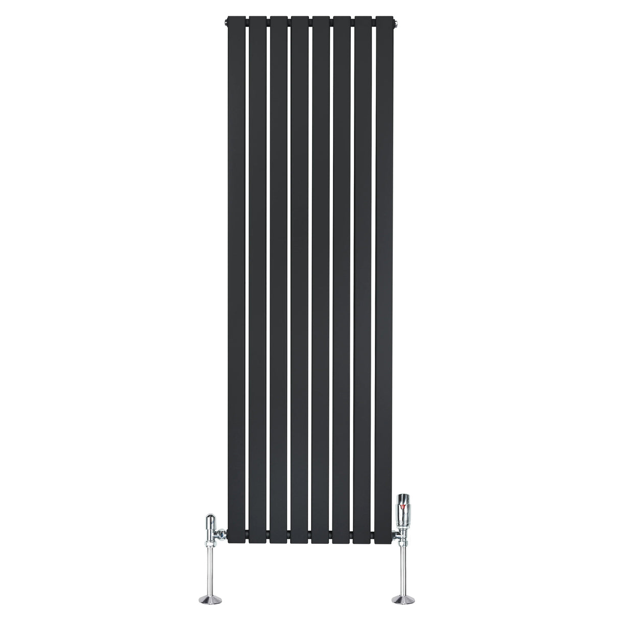 Flat Single Column Radiator & Valves – 1800mm x 560mm – Black