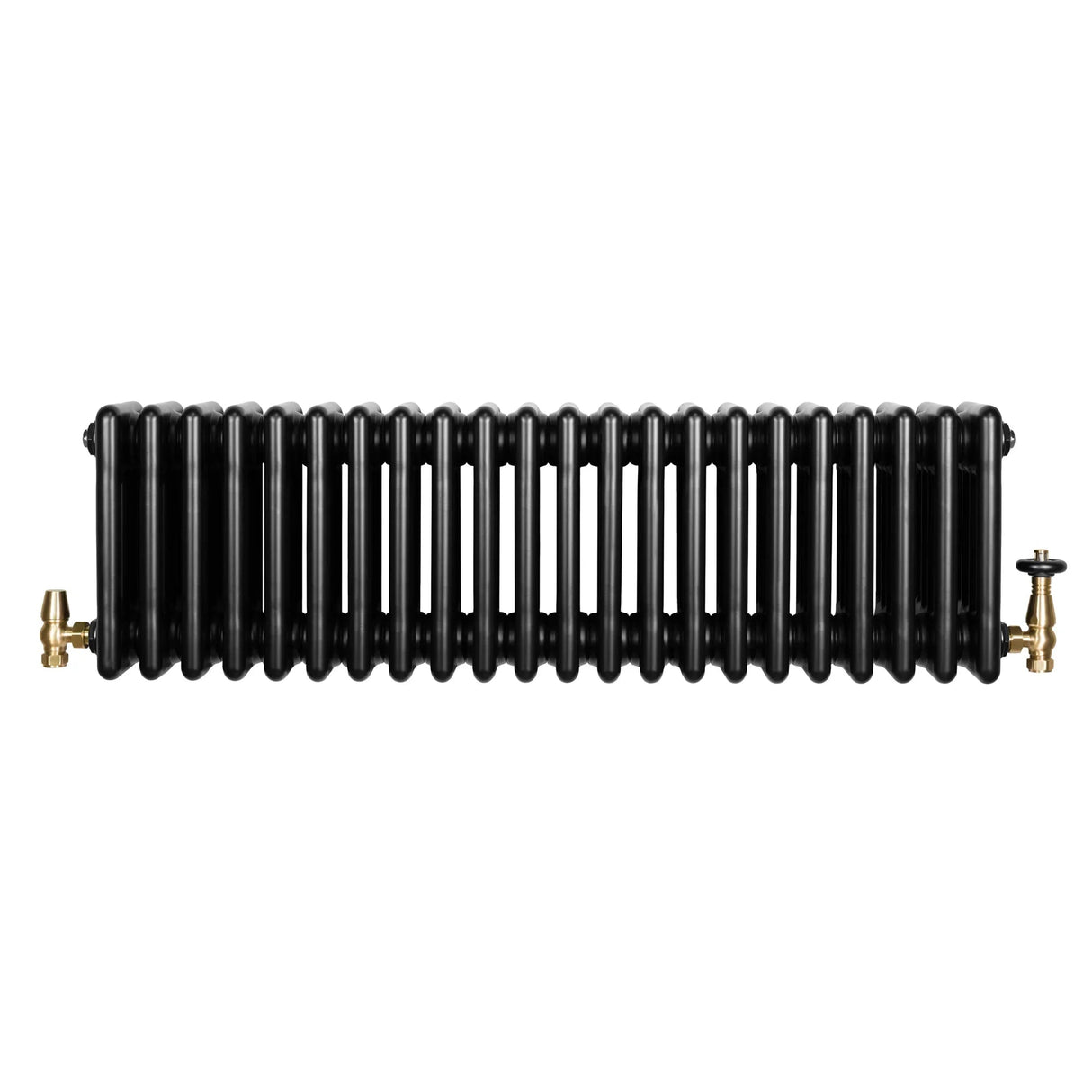 Traditional 4 Column Radiator & Valves - 300 x 1010mm - Black