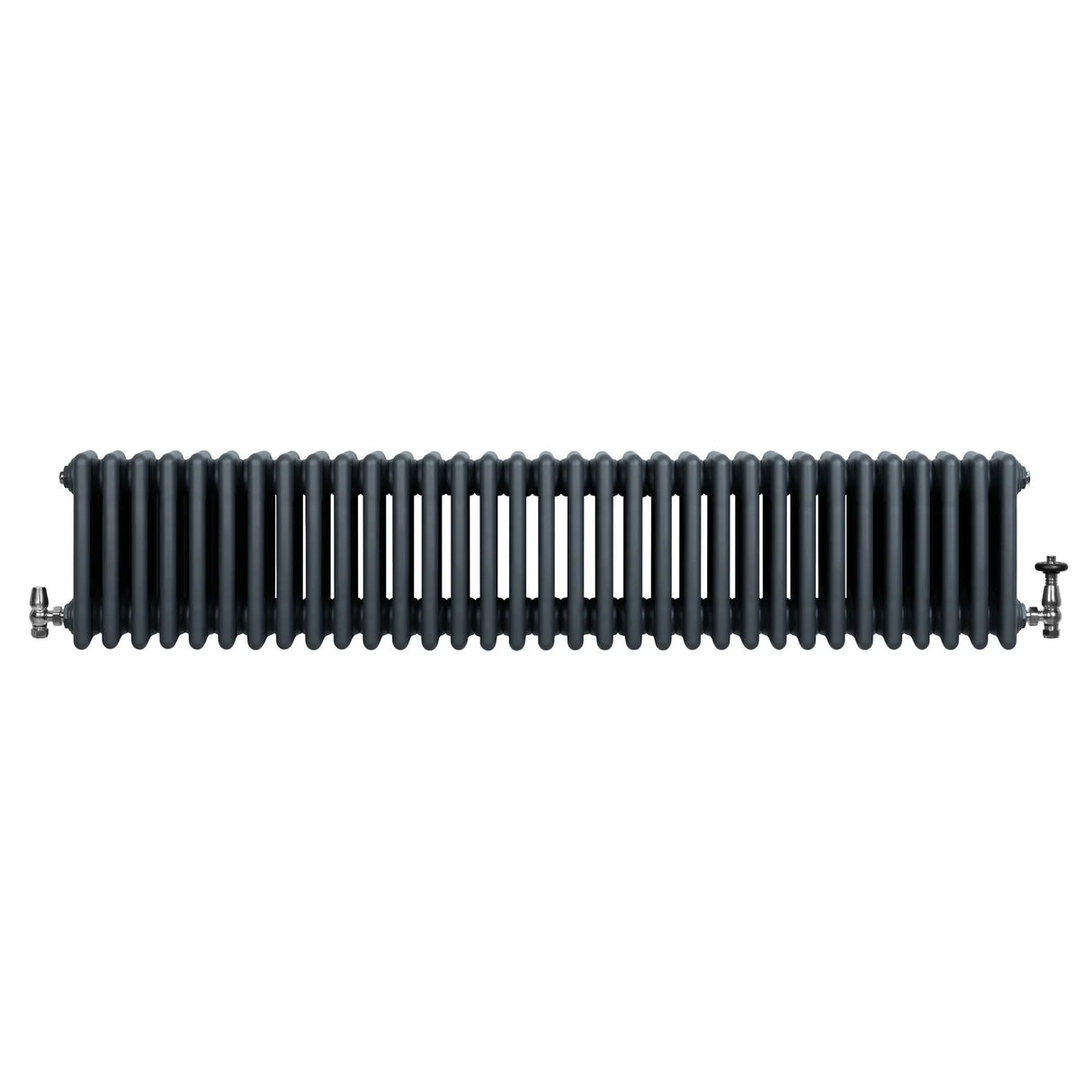 Traditional 4 Column Radiator & Valves - 300 x 1505mm - Anthracite Grey