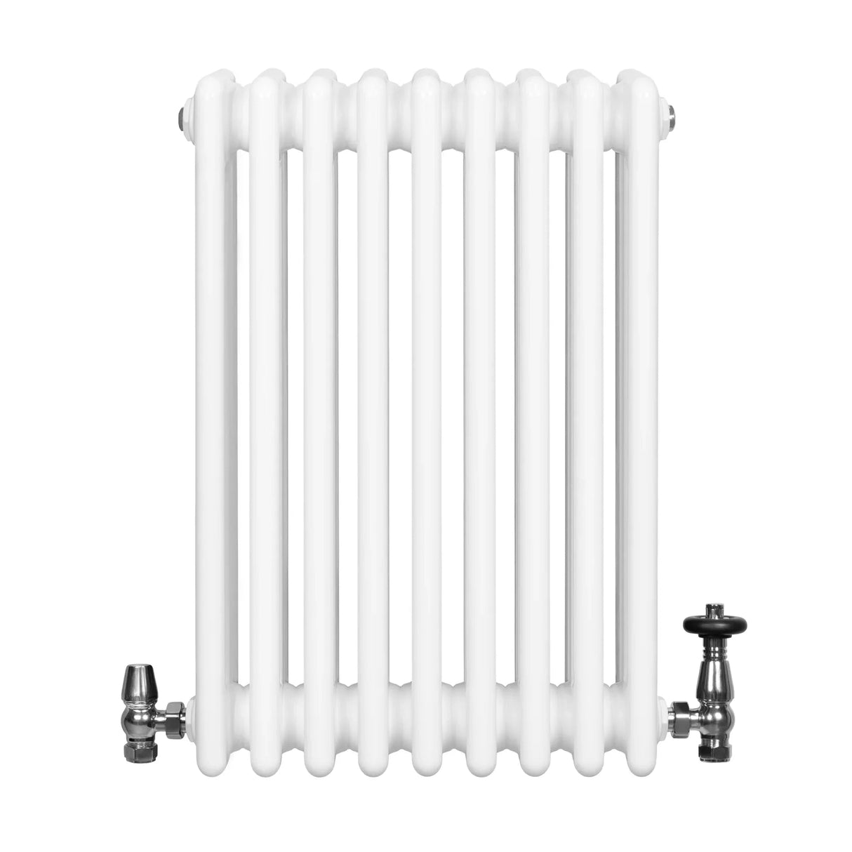 Traditional 4 Column Radiator & Valves - 600 x 425mm - White