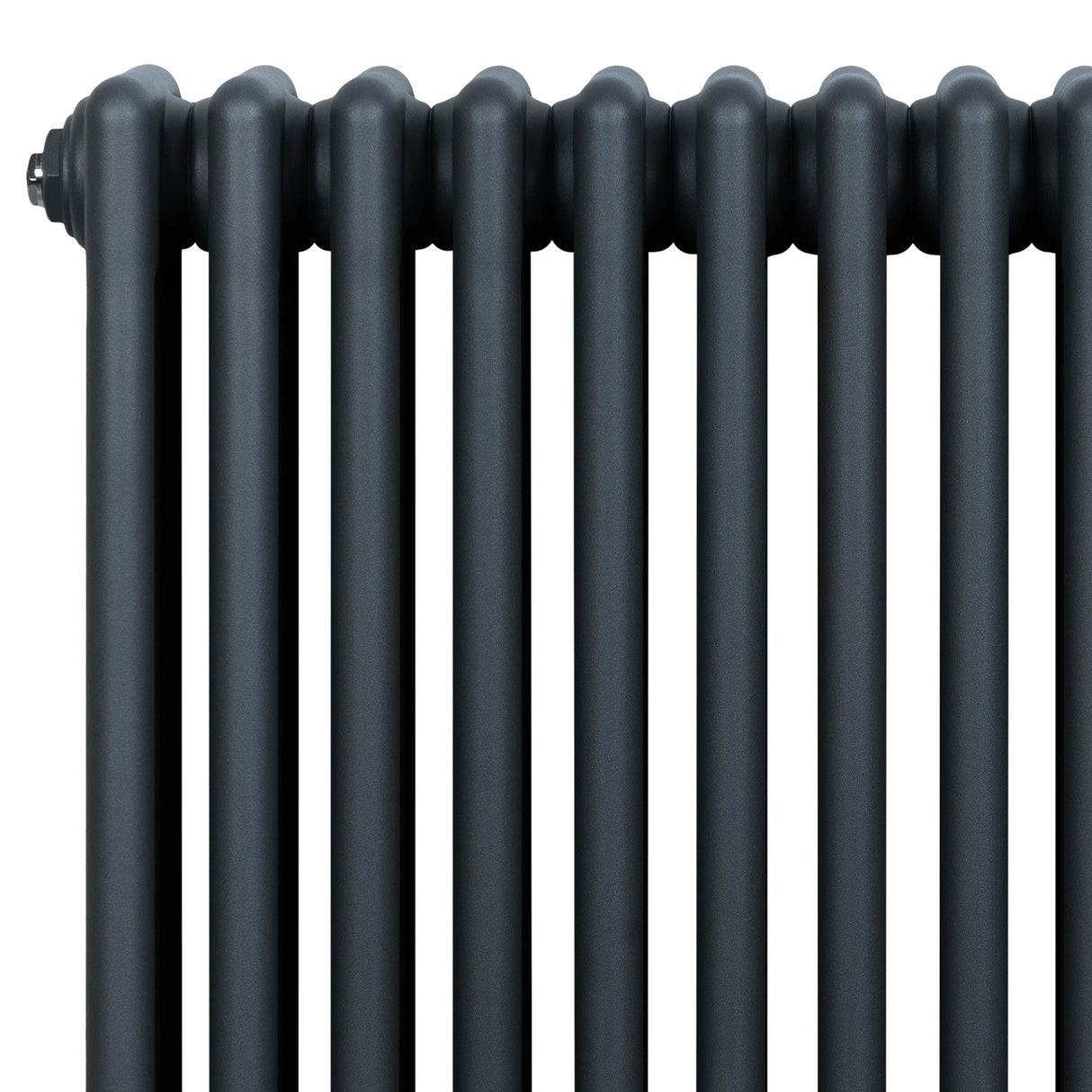 Traditional 4 Column Radiator & Valves - 1800 x 200mm - Anthracite Grey