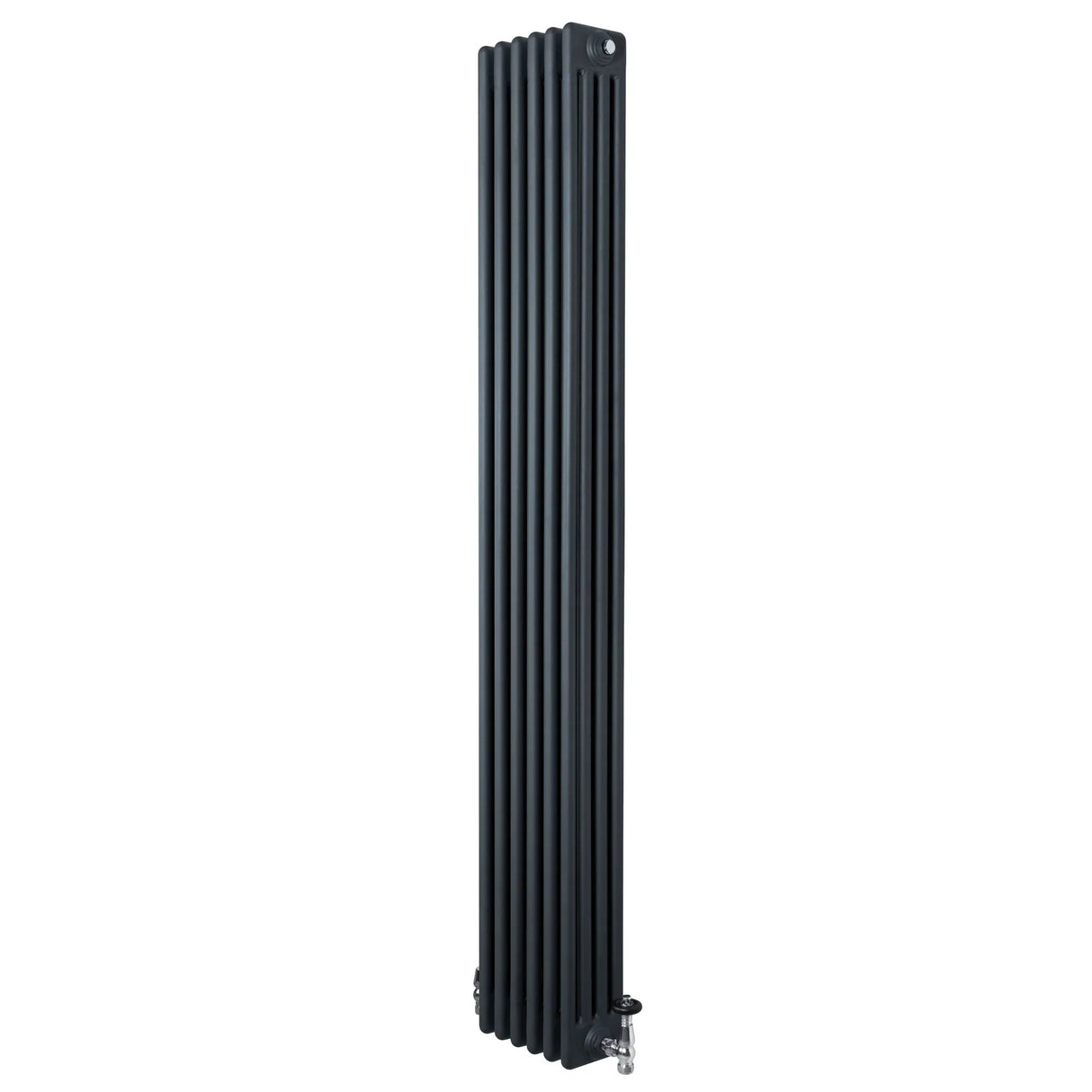 Traditional 4 Column Radiator & Valves - 1800 x 290mm - Anthracite Grey