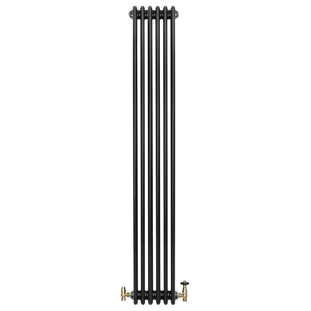 Traditional 4 Column Radiator & Valves - 1800 x 290mm - Black