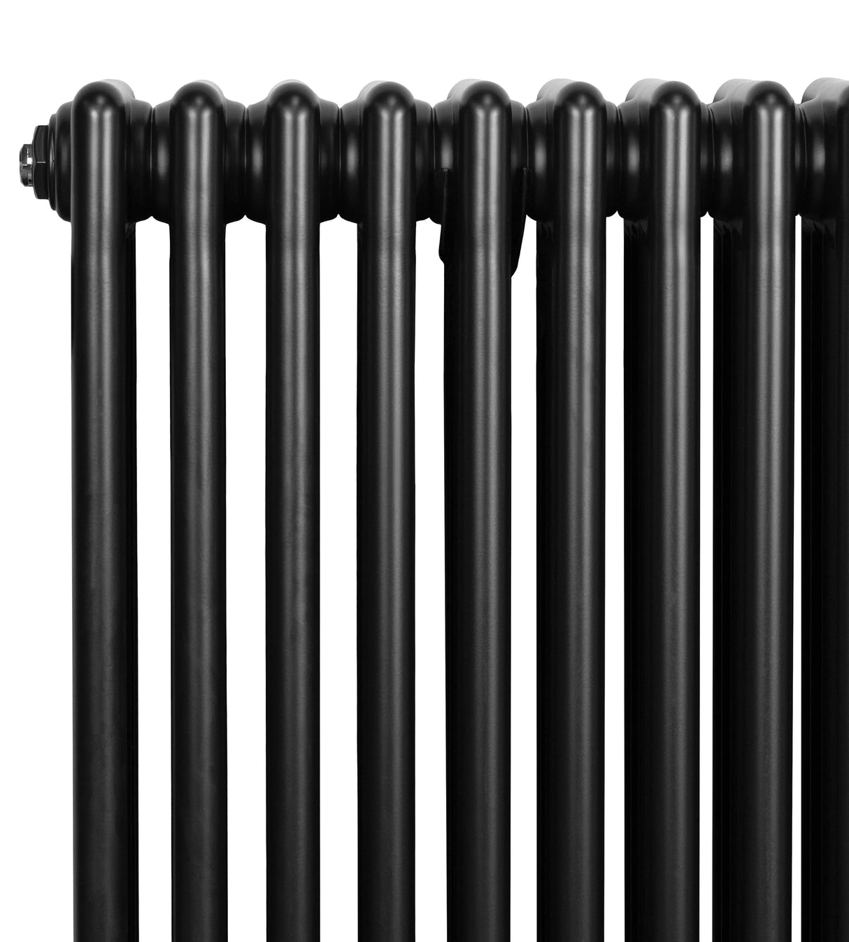 Traditional 4 Column Radiator & Valves - 1800 x 200mm - Black